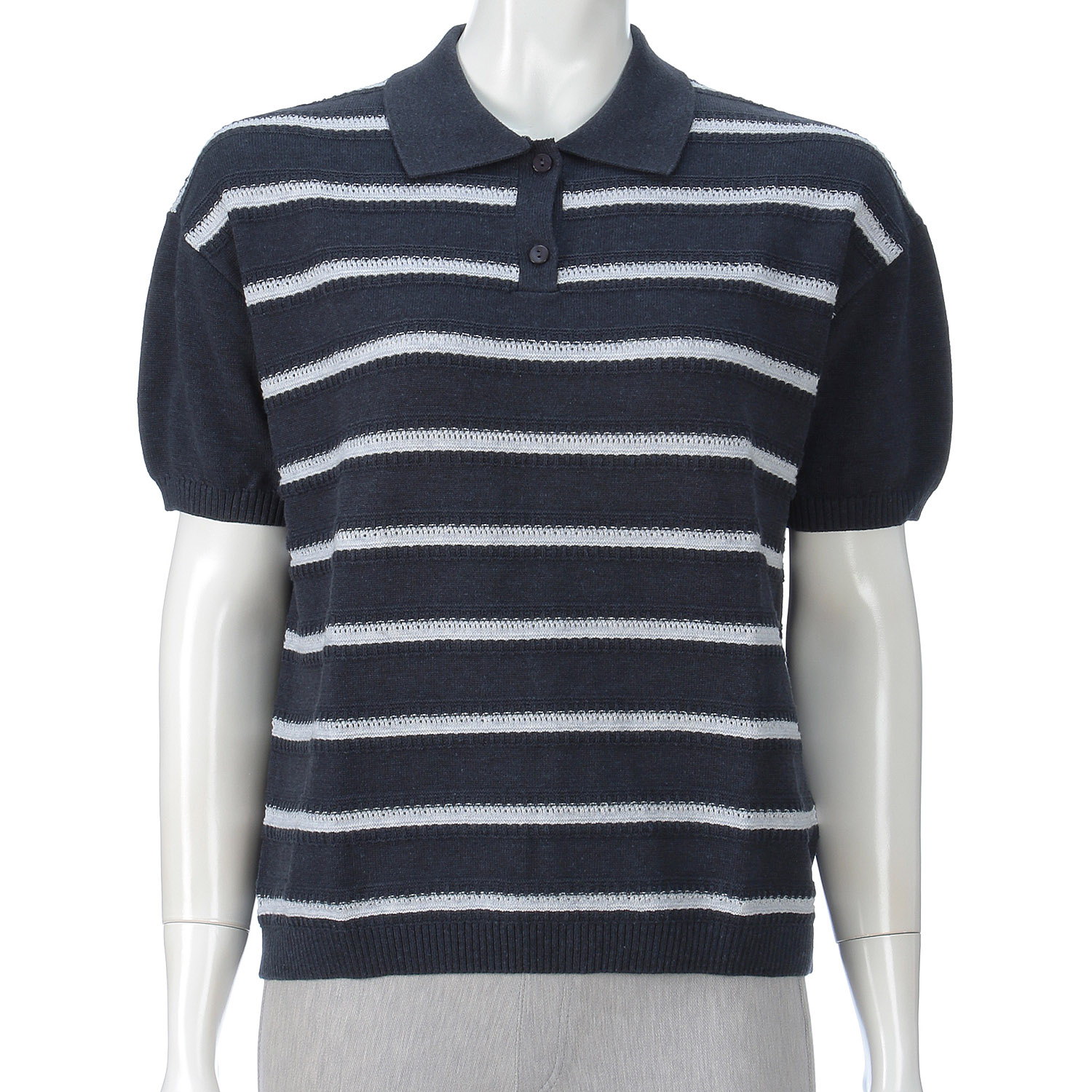 T’BIS STUDIO ボーダー柄半袖サマーニットポロシャツ - 画像17