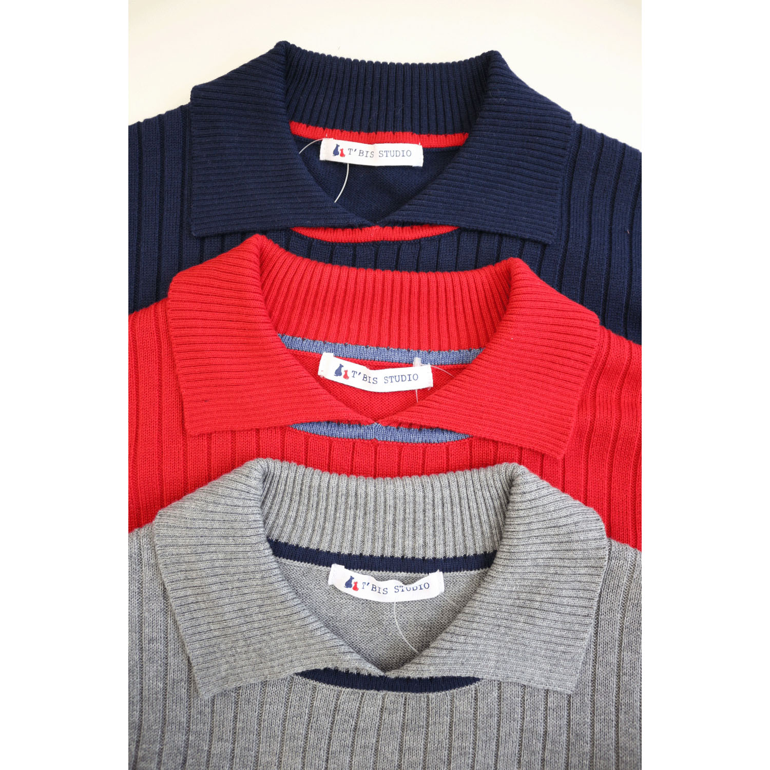 T’BIS STUDIO ワイドリブ半袖サマーニットポロシャツ - 画像7