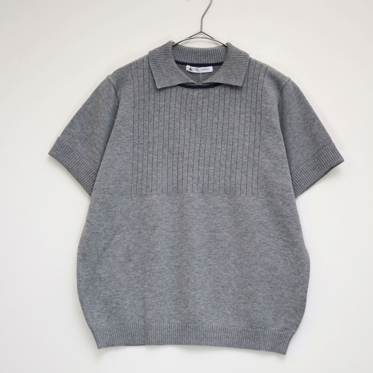 T’BIS STUDIO ワイドリブ半袖サマーニットポロシャツ