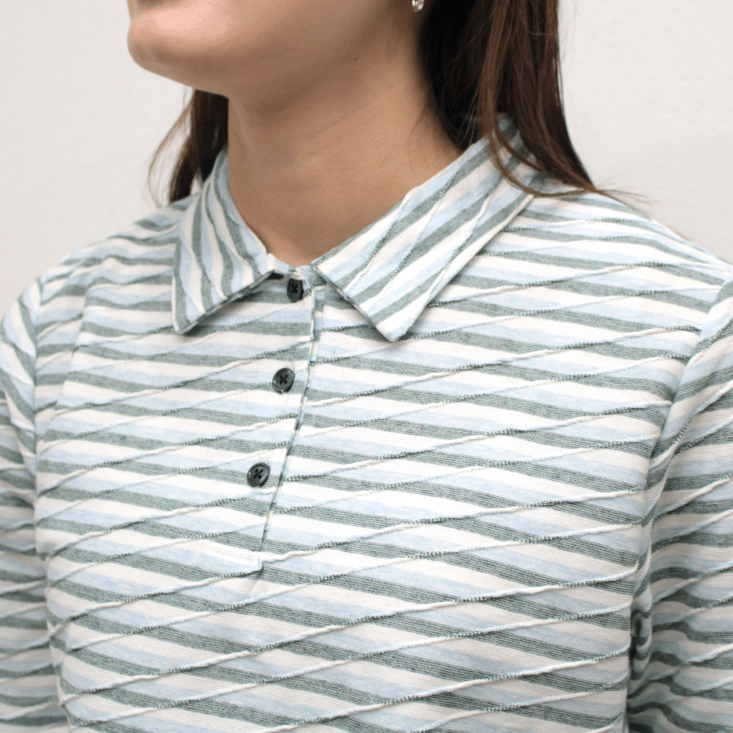 T’BIS STUDIO 斜めタックボーダー5分袖ポロシャツ - 画像7