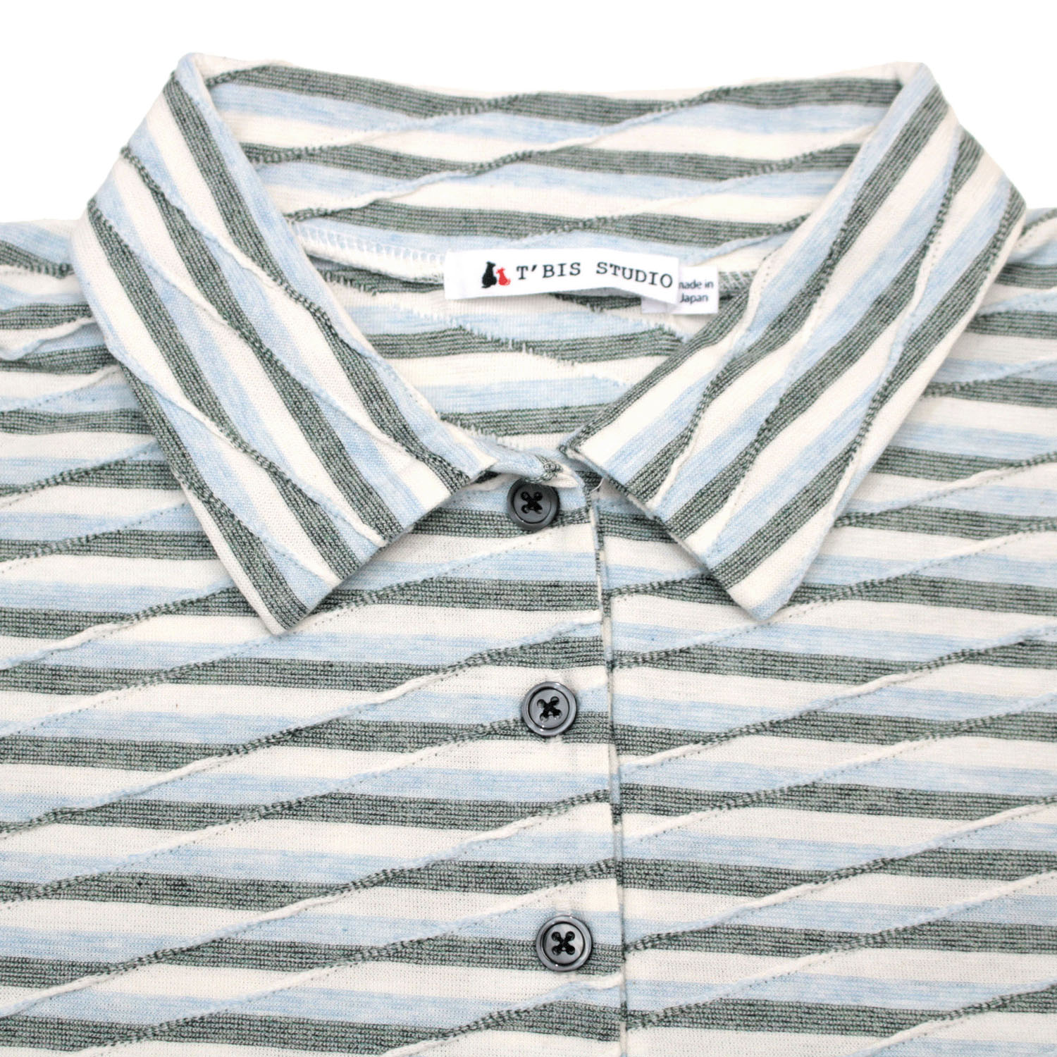 T’BIS STUDIO 斜めタックボーダー5分袖ポロシャツ - 画像8