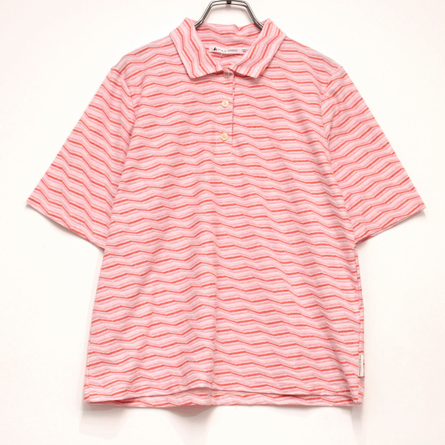 T’BIS STUDIO ギザギザ波々タックボーダー5分袖ポロシャツ - 画像8