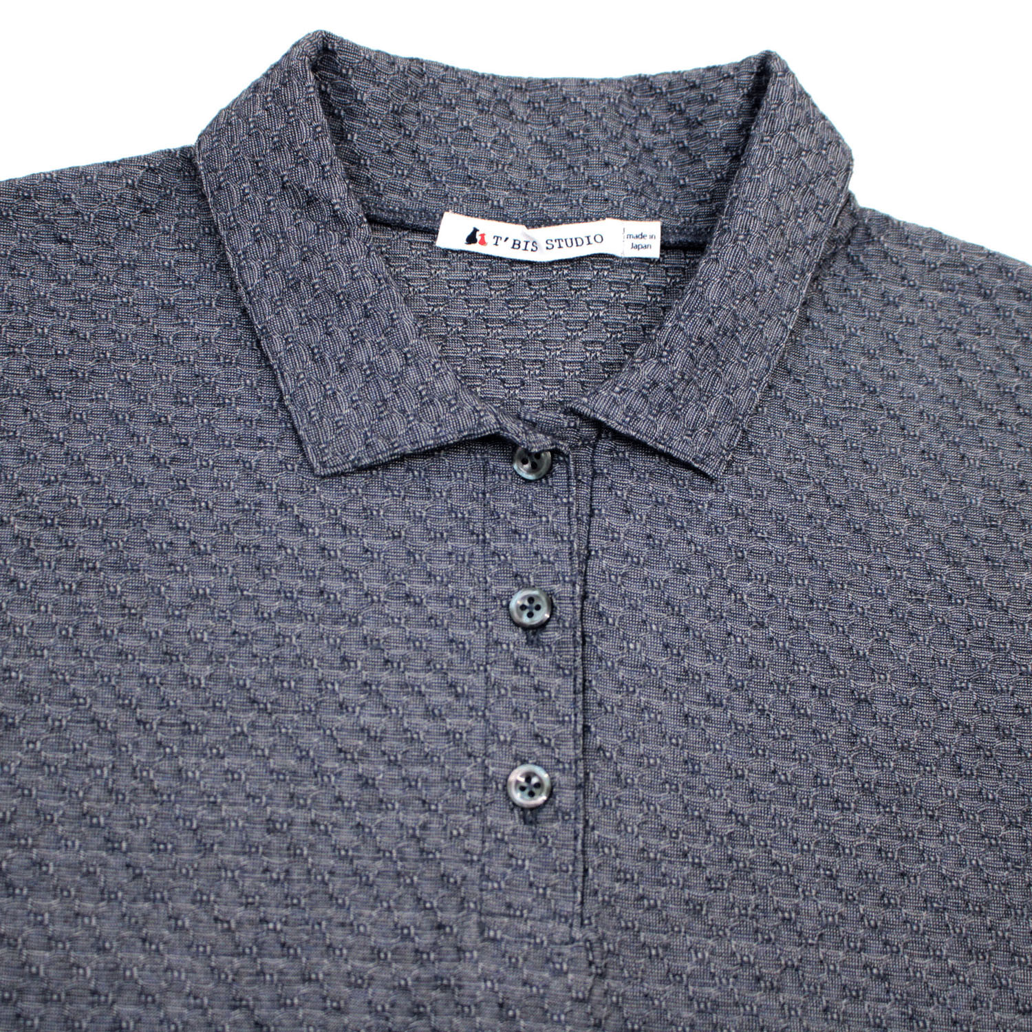 T’BIS STUDIO 網柄ジャカード七分袖ポロシャツ - 画像11