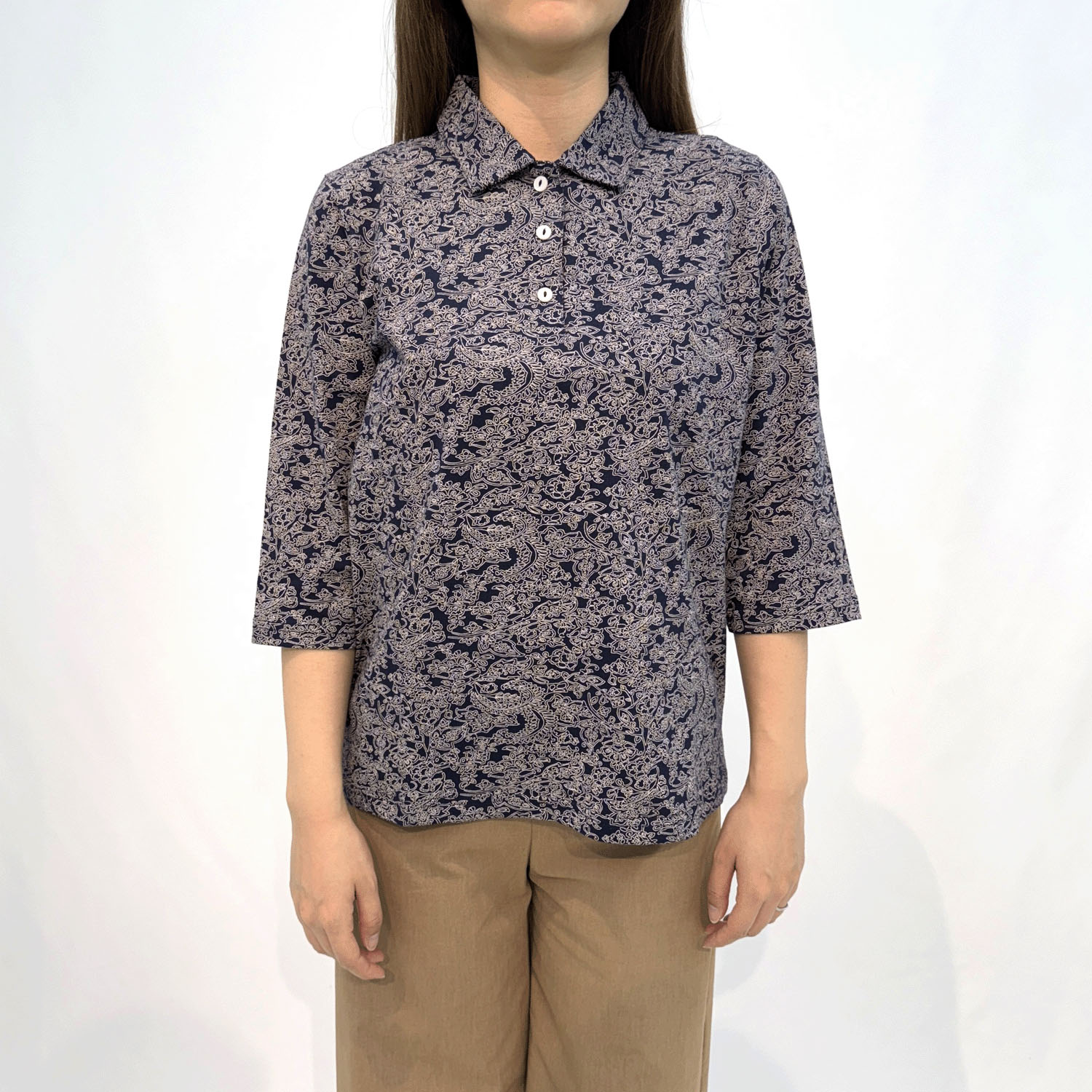 T’BIS STUDIO オリエンタル柄総プリント7分袖ポロシャツ - 画像11