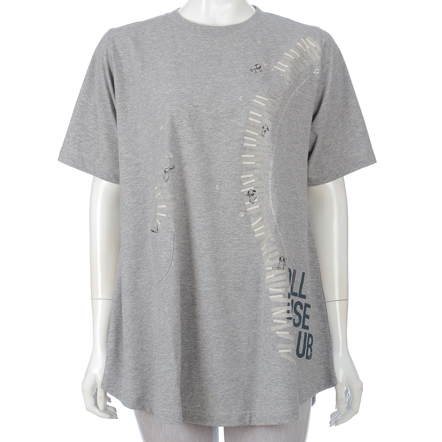 DDCLUB AラインT クレヨン犬ピアノ