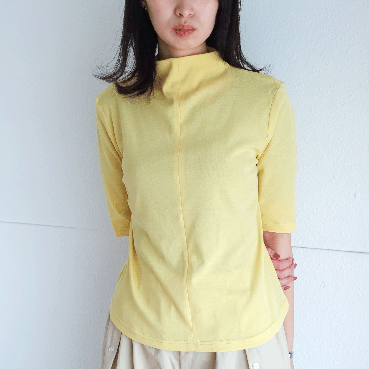 強撚フライス ボトルネックカットソー - 画像1