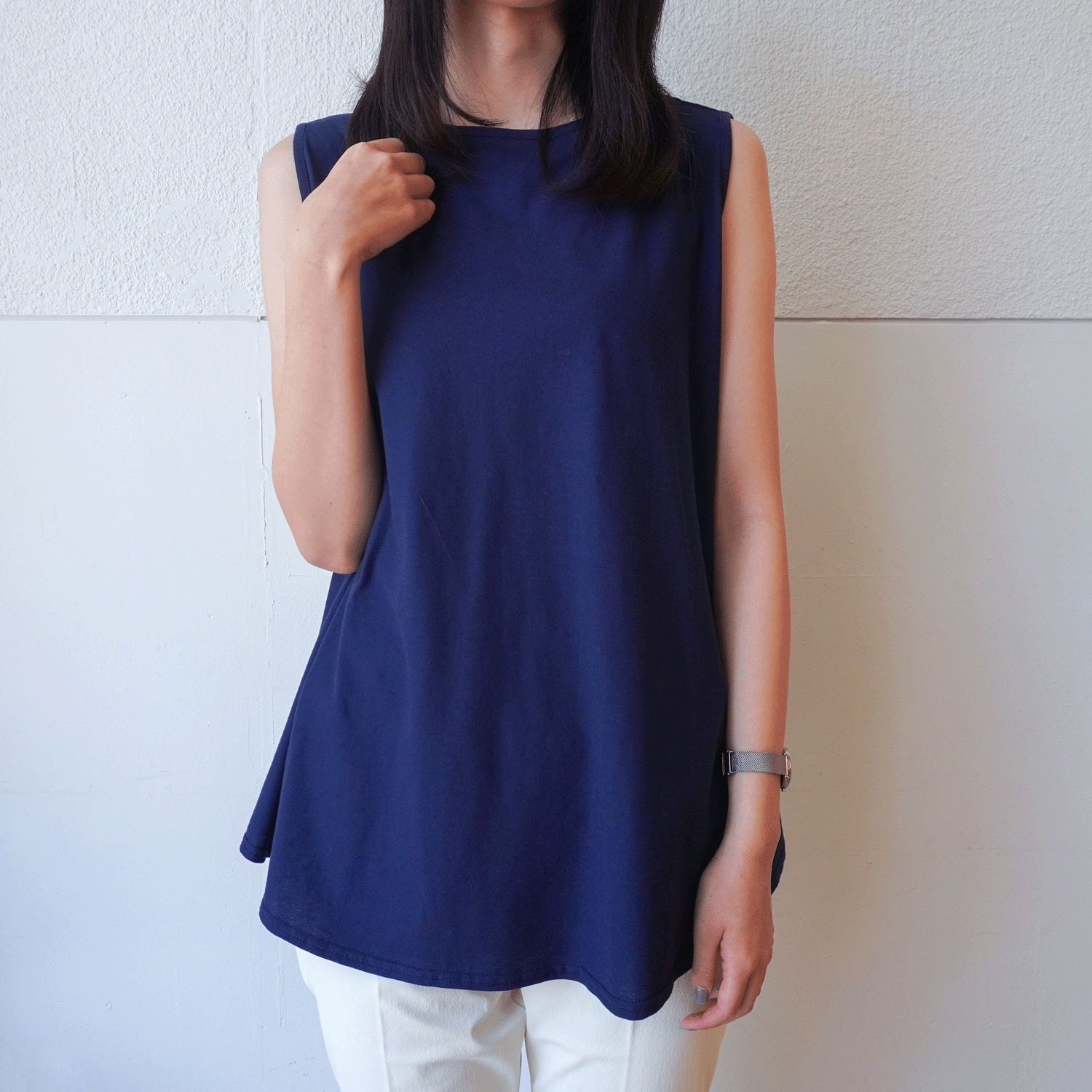 【InstaLive】クールフレアーノースリーブカットソー - 画像1