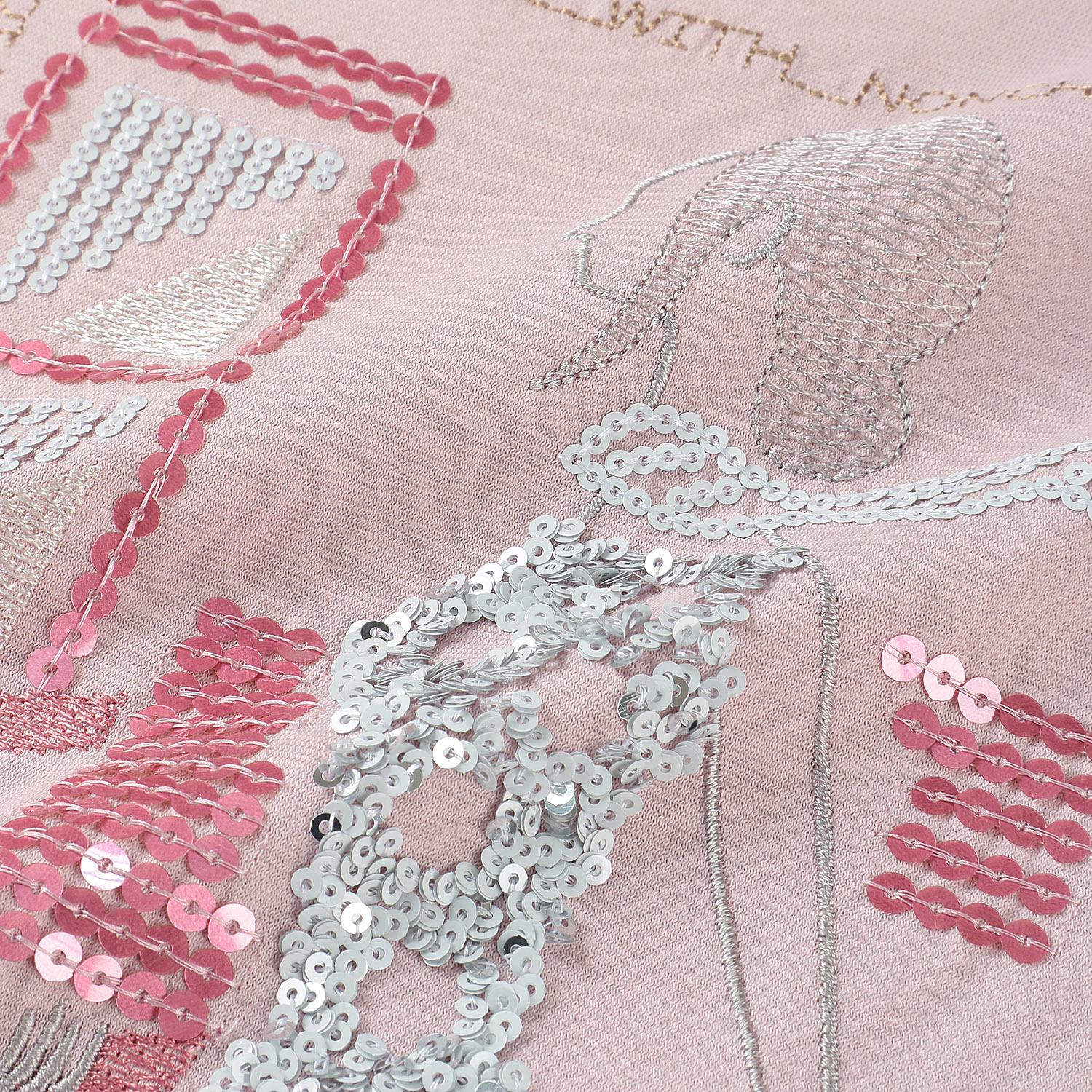 丸首5分袖刺繍T女性柄 - 画像4