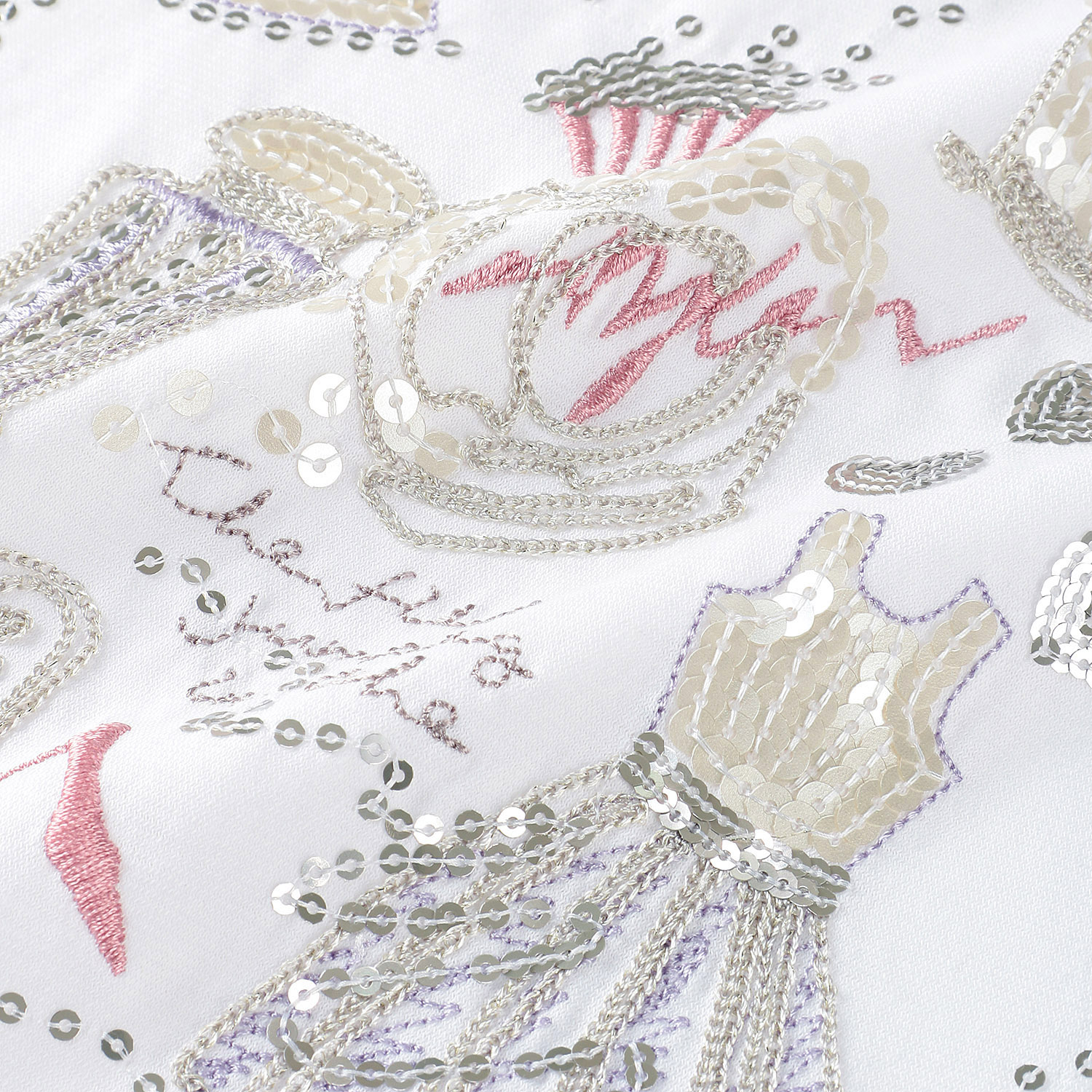 丸首5分袖刺繍T ドレス柄 - 画像4