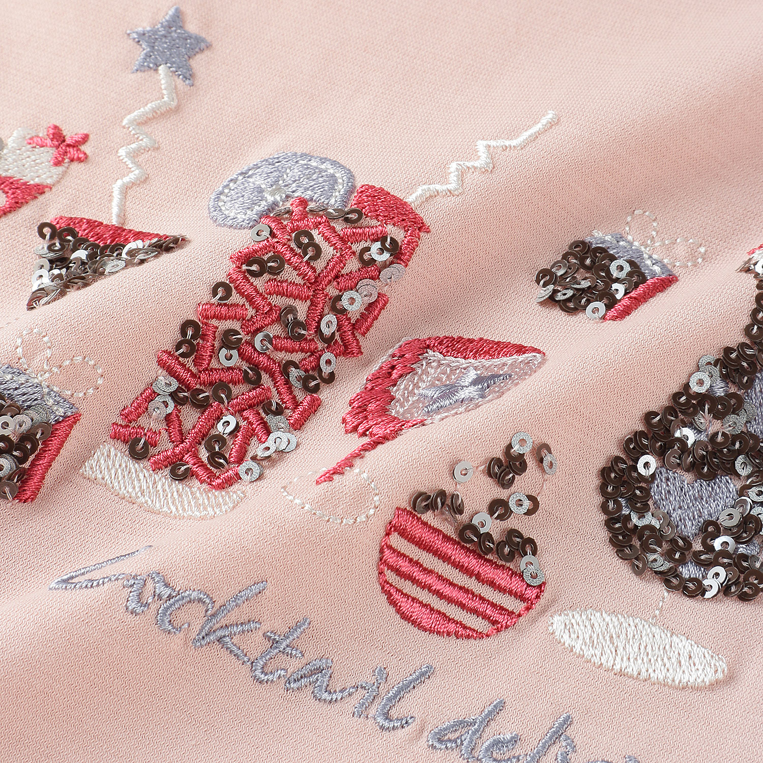 丸首5分袖刺繍T グラス柄 - 画像5