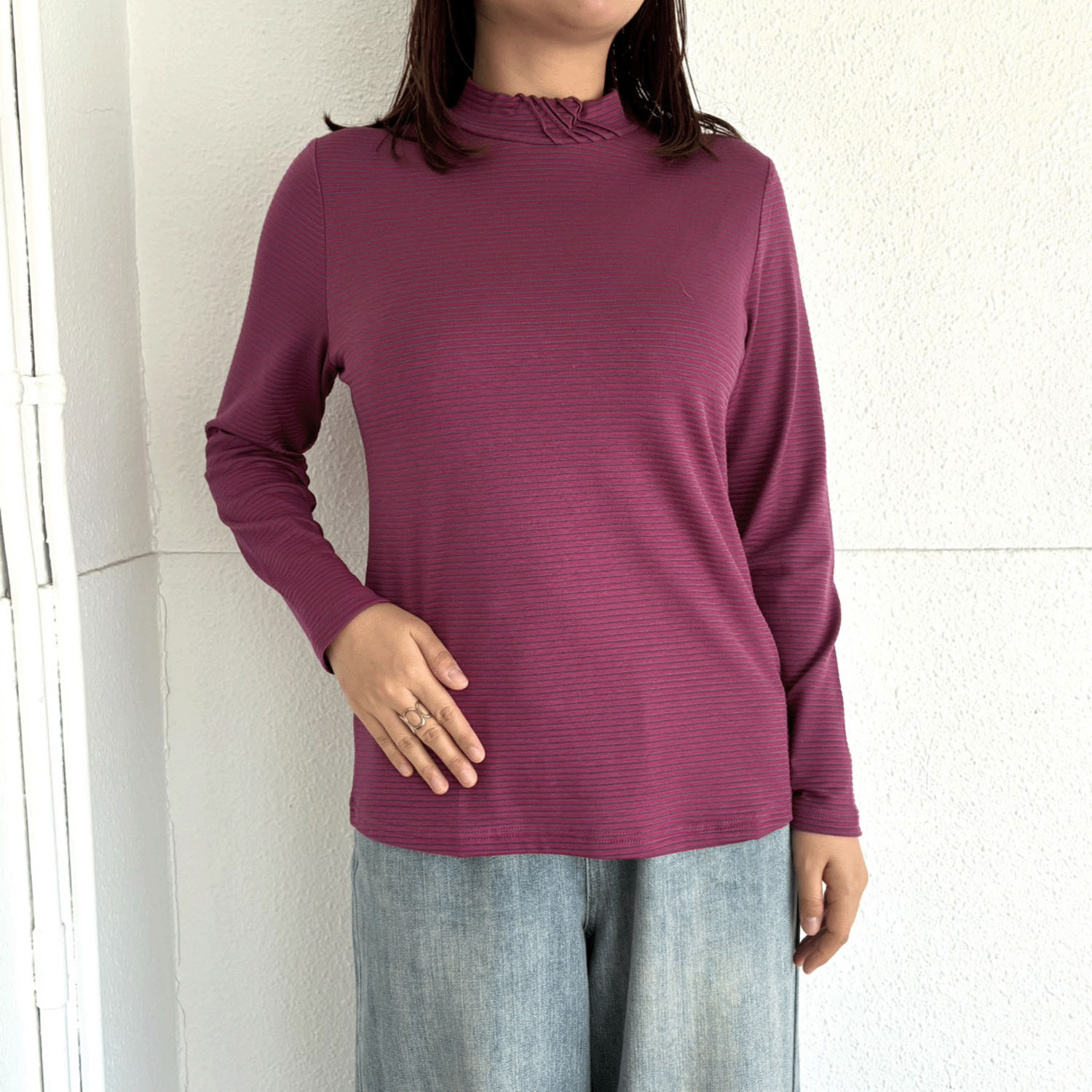 ピンタックハイネックボーダー - 画像4