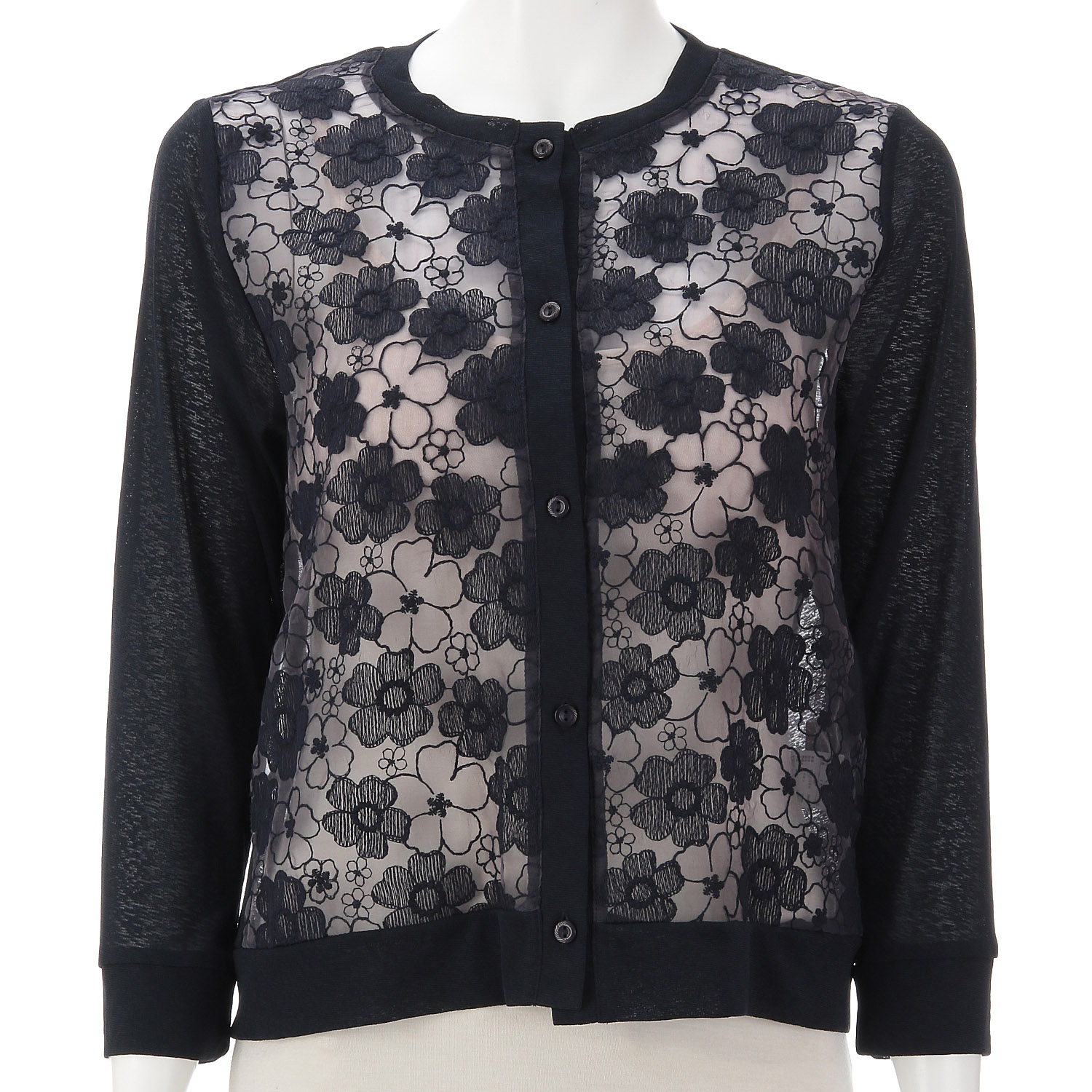 梨地×オーガンジー刺繍カーディガン - 画像9