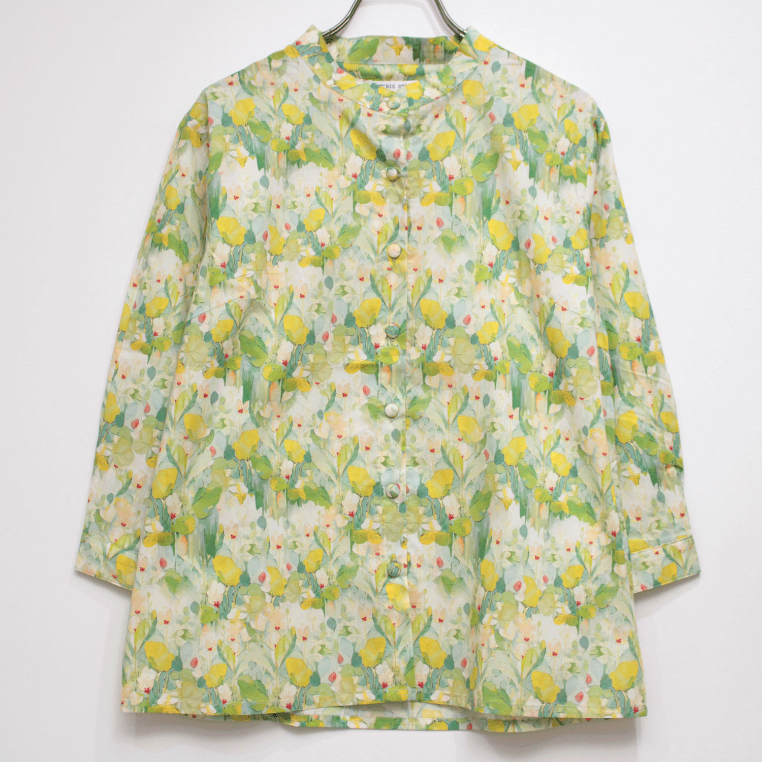 T’BIS STUDIO 7分袖水彩花柄スタンドネックシャツ - 画像13