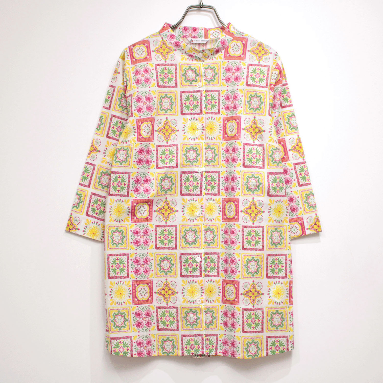 T’BIS STUDIO お花タイル柄七分袖チュニック丈シャツ - 画像7