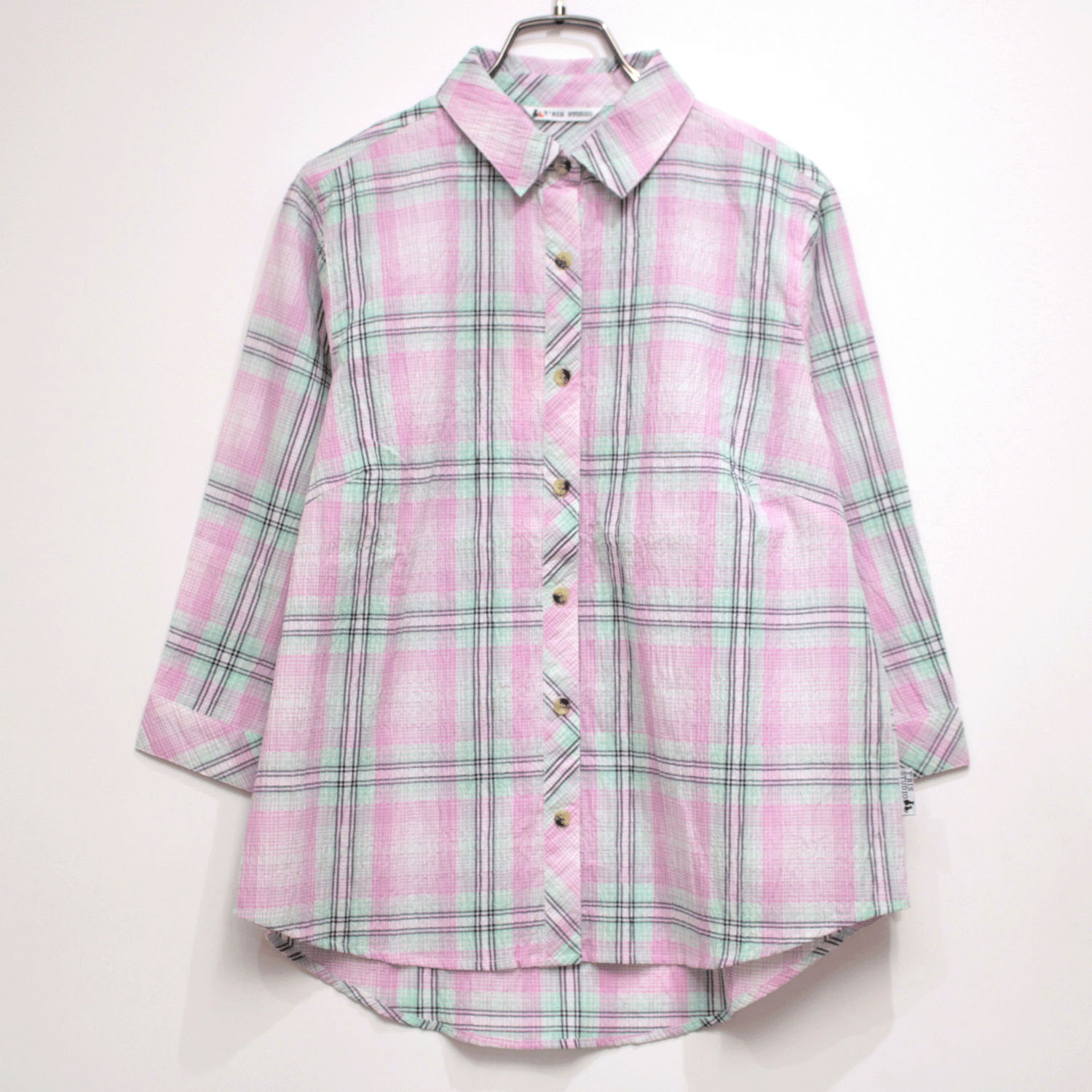 T’BIS STUDIO 7分袖マドラスチェックシャツ - 画像1