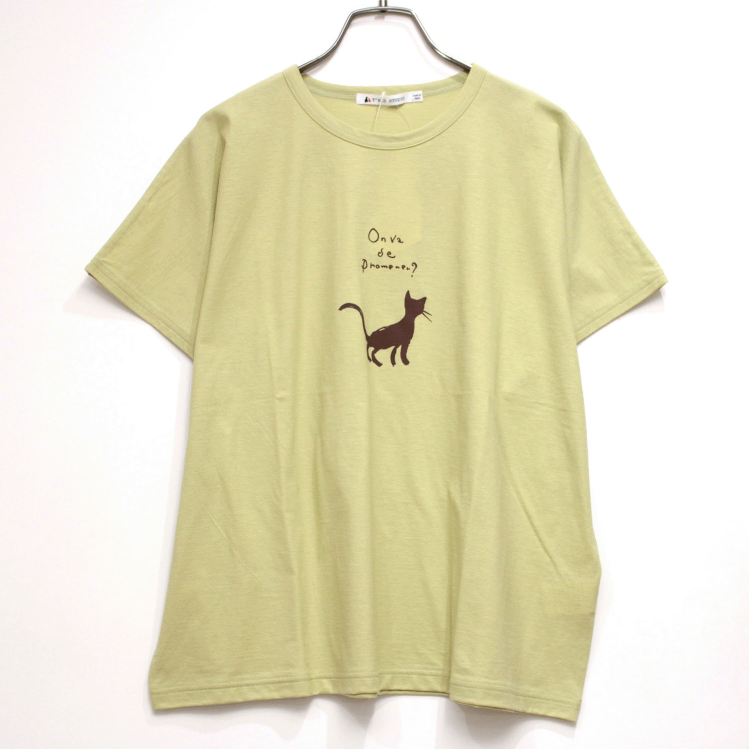 T’BIS STUDIO 冷感ネコシルエットプリントクルーネック半袖カットソー - 画像3