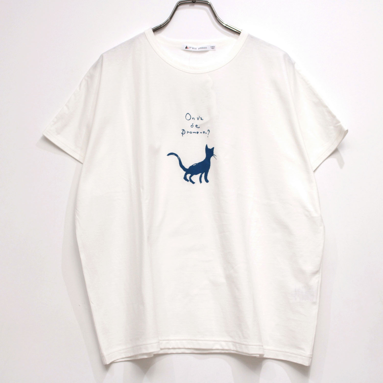 T’BIS STUDIO 冷感ネコシルエットプリントクルーネック半袖カットソー - 画像1