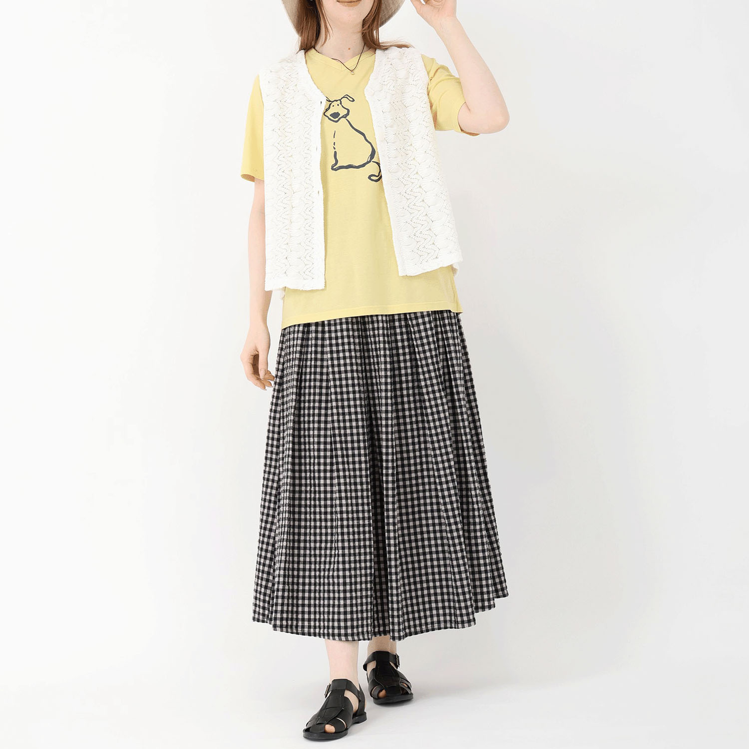 T’BIS STUDIO 冷感ワンちゃんセンタープリントVネック半袖カットソー - 画像10