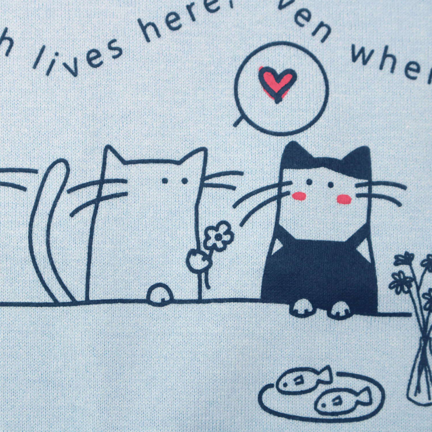 T’BIS STUDIO ネコの晩餐プリントクルーネック半袖カットソー - 画像4