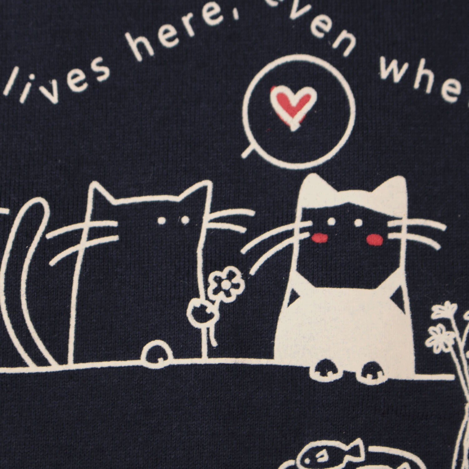 T’BIS STUDIO ネコの晩餐プリントクルーネック半袖カットソー - 画像6