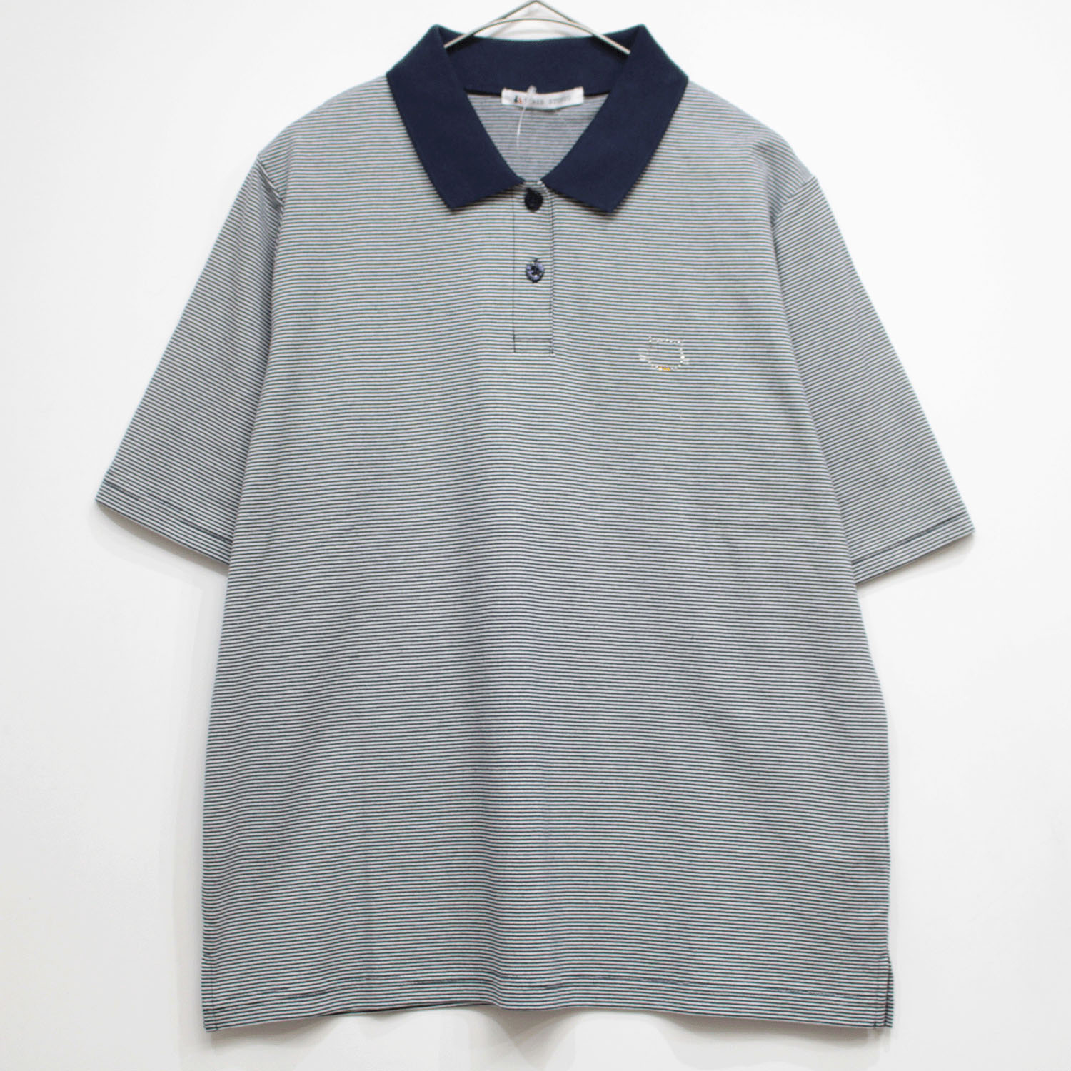 T’BIS STUDIO 冷感キラキラ首輪ネコワンポイント天竺ボーダー半袖ポロシャツ - 画像5