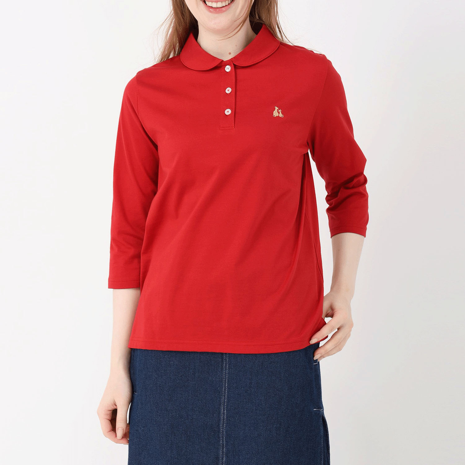 T’BIS STUDIO シルケット天竺丸襟七分袖ポロシャツ - 画像12