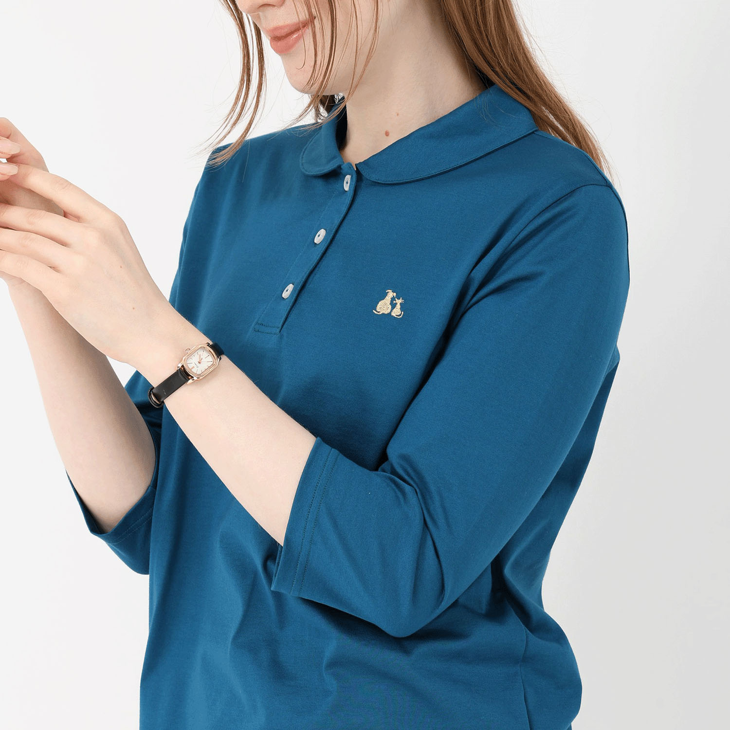 T’BIS STUDIO シルケット天竺丸襟七分袖ポロシャツ - 画像18