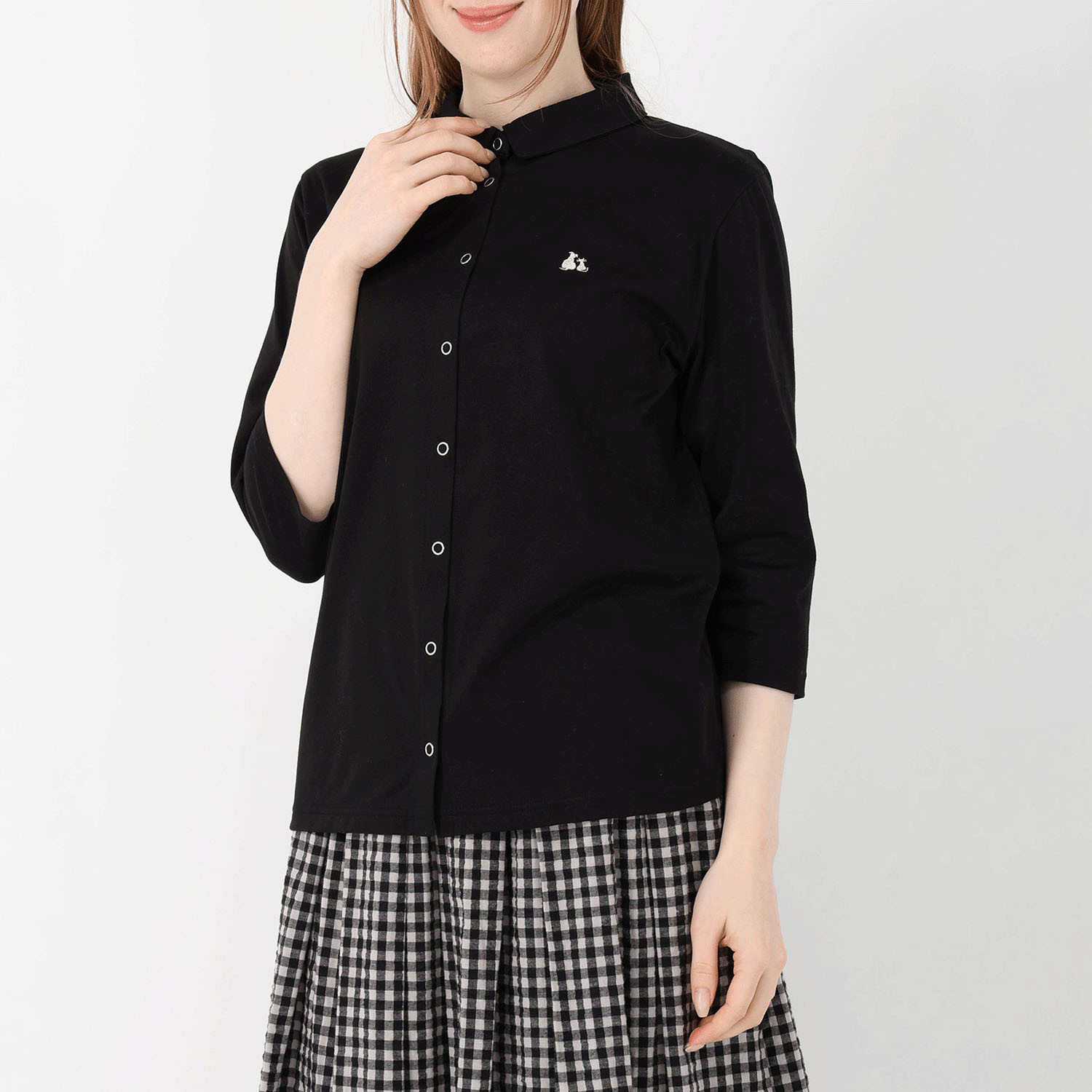 T’BIS STUDIO 冷感2WAY天竺七分袖全開ポロシャツ - 画像4