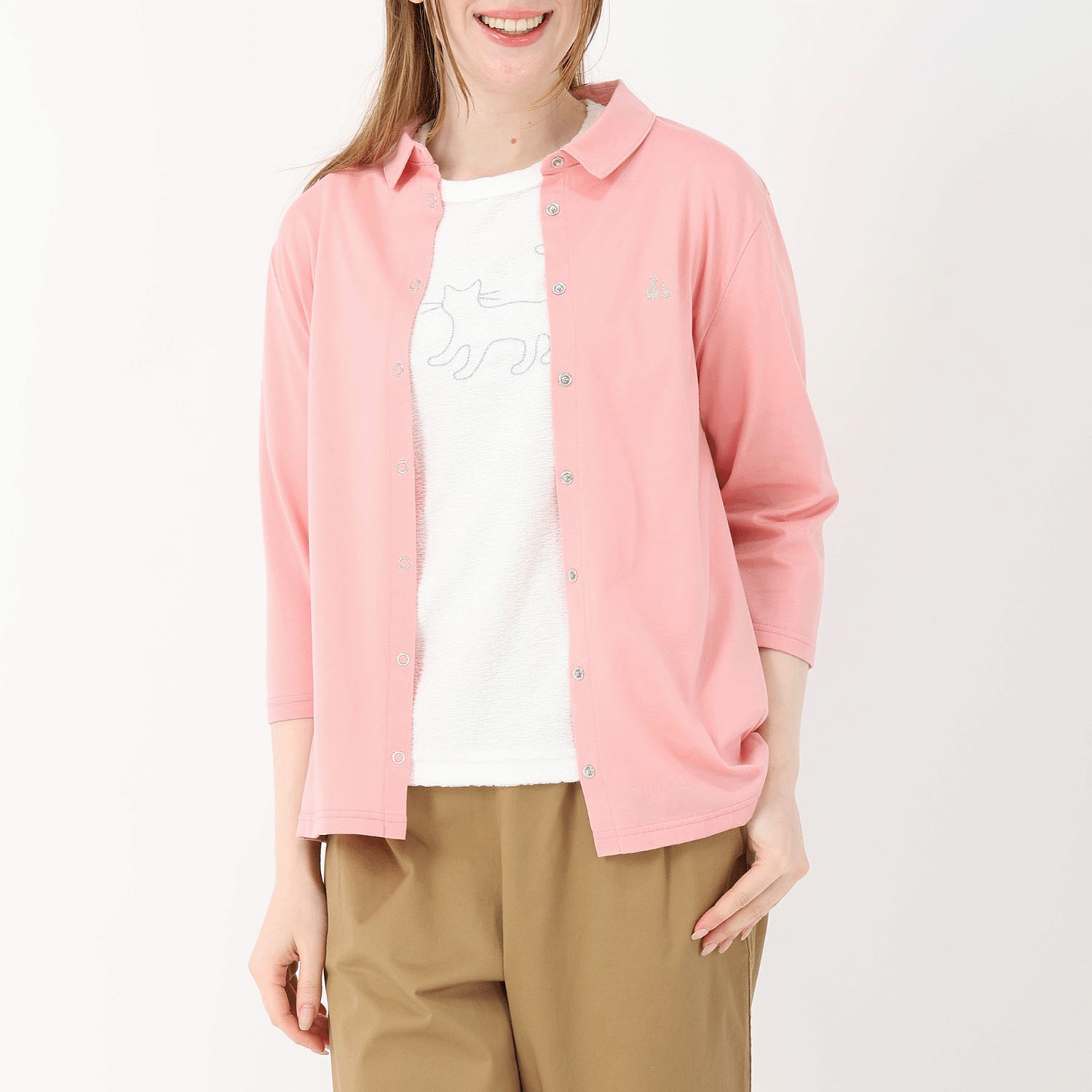 T’BIS STUDIO 冷感2WAY天竺七分袖全開ポロシャツ - 画像7