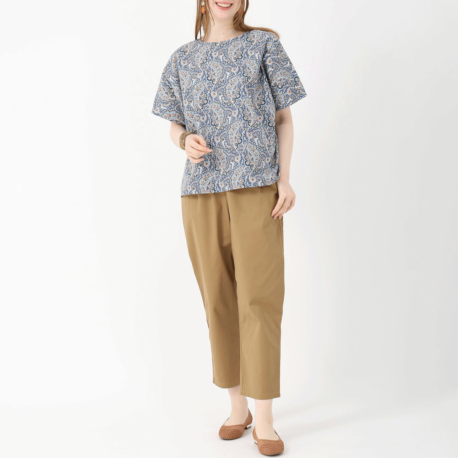 T’BIS STUDIO ペイズリー柄プリント半袖ワイドプルオーバー - 画像12