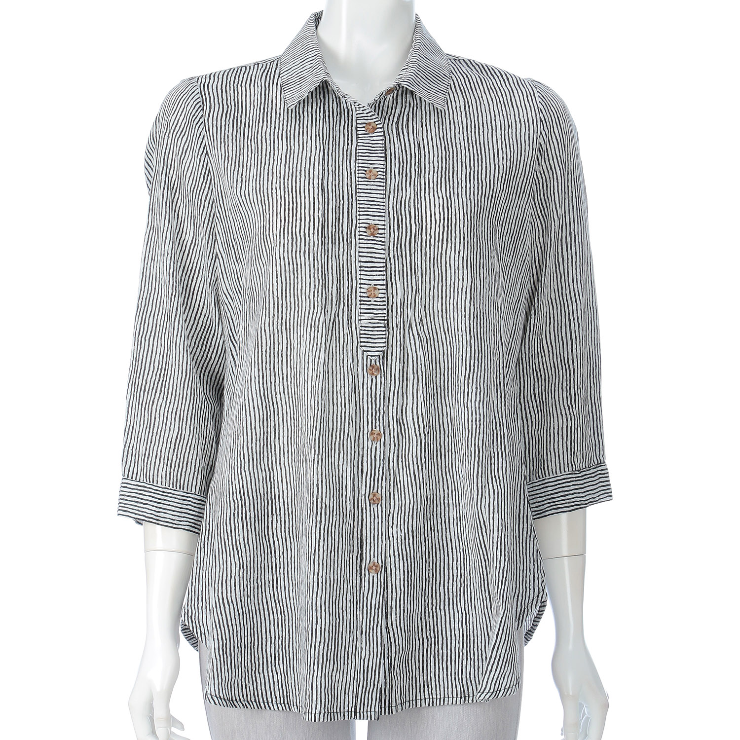 ストライプ柄襟付きシャツ - 画像2