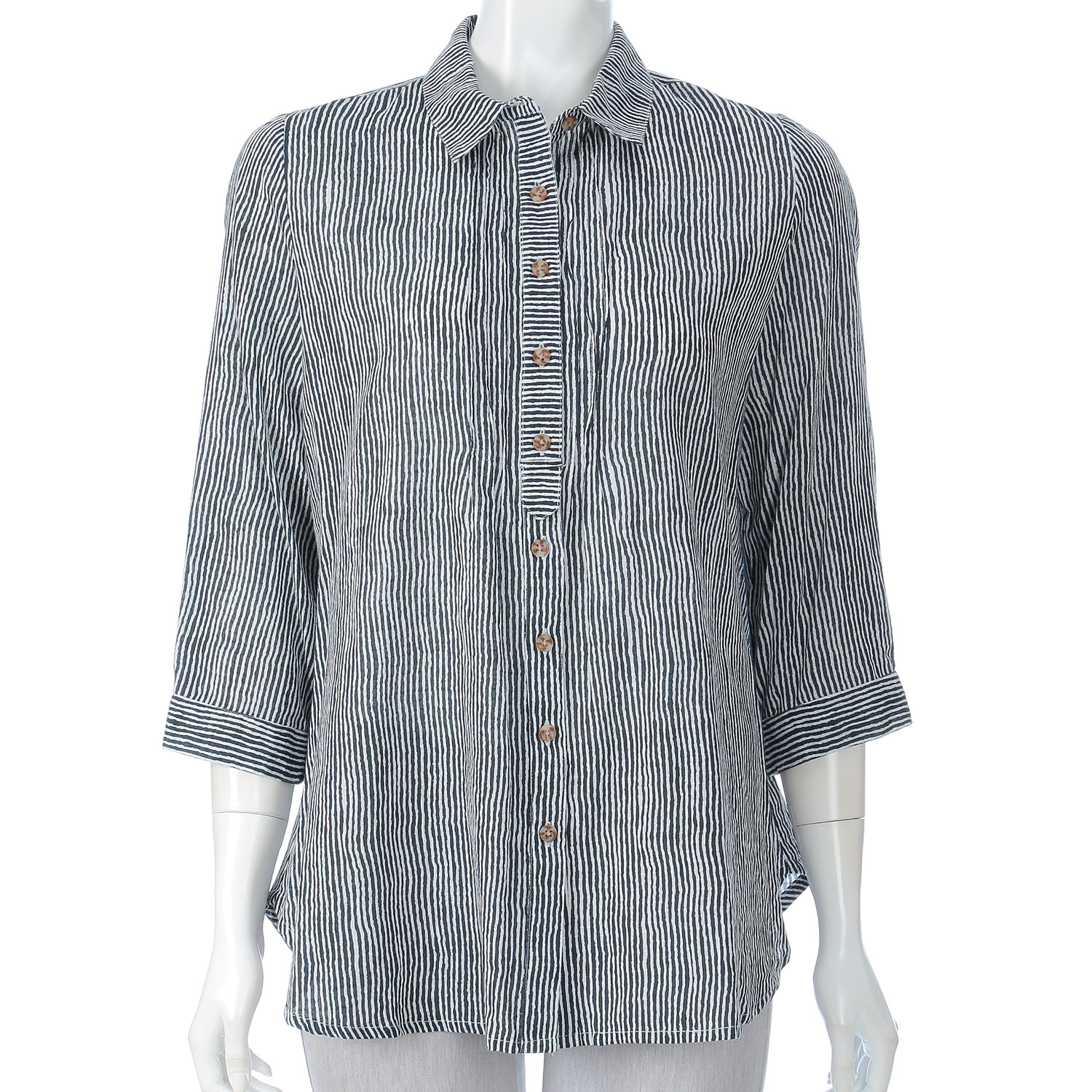 ストライプ柄襟付きシャツ - 画像3