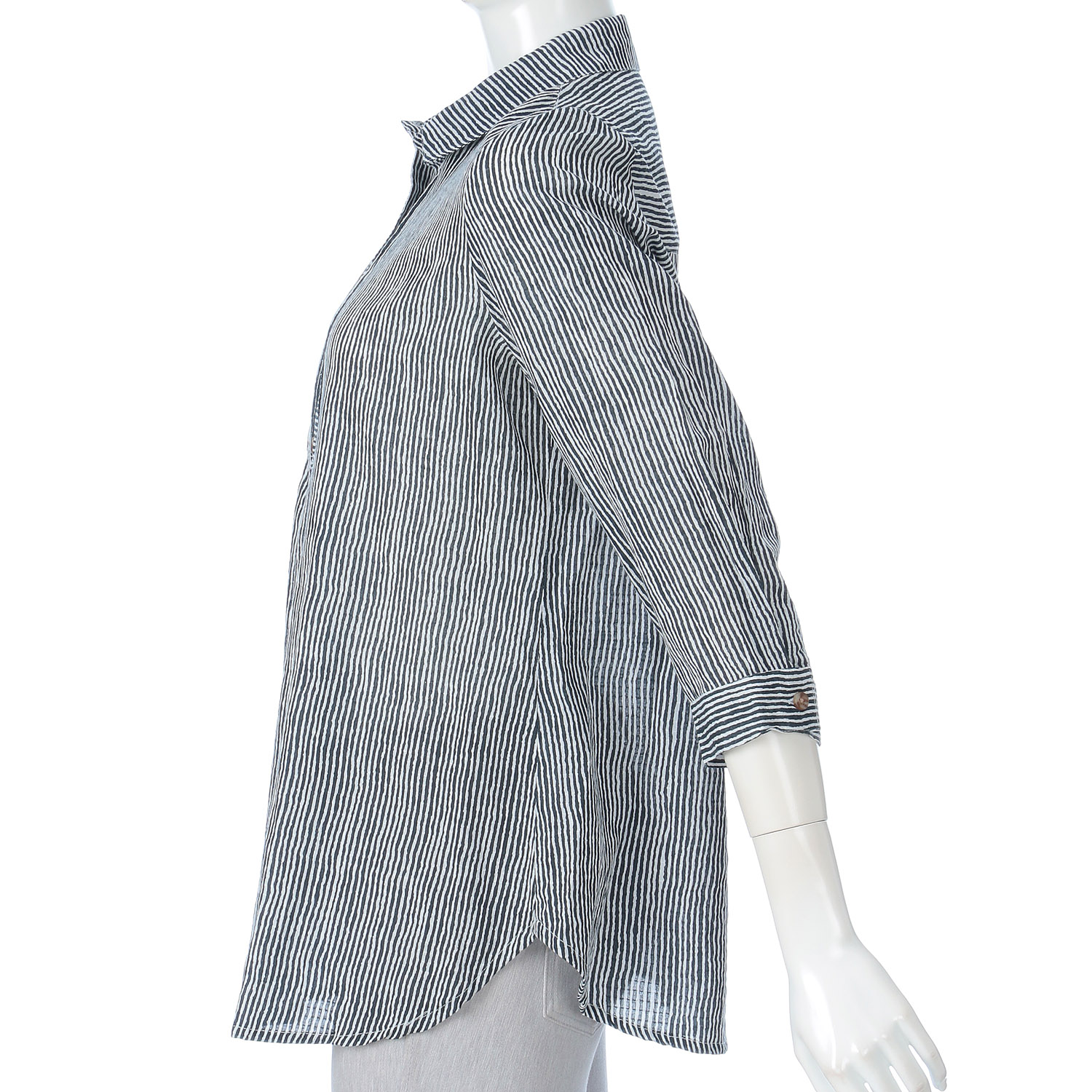 ストライプ柄襟付きシャツ - 画像4