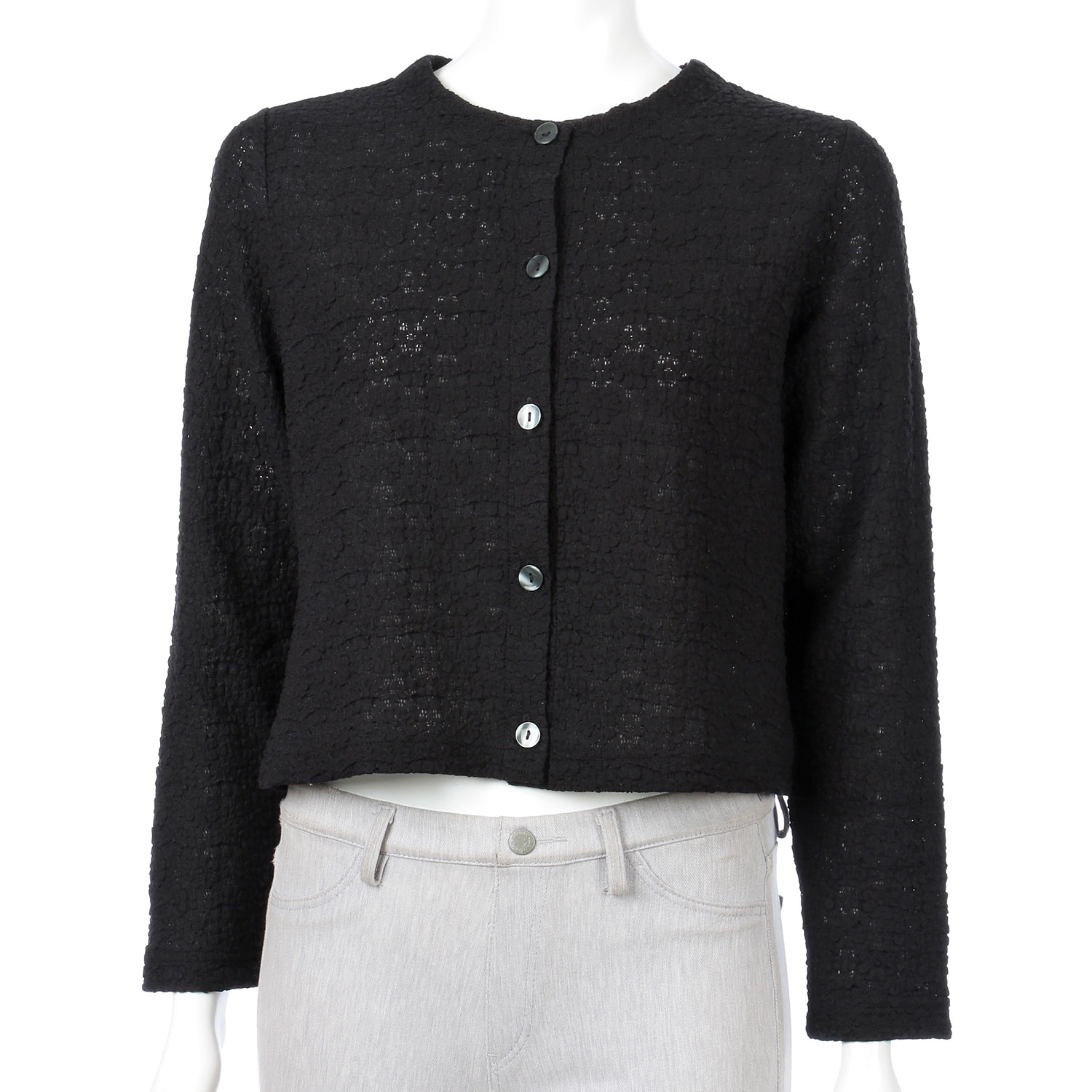 綿混レース長袖ショートカーディガン - 画像2