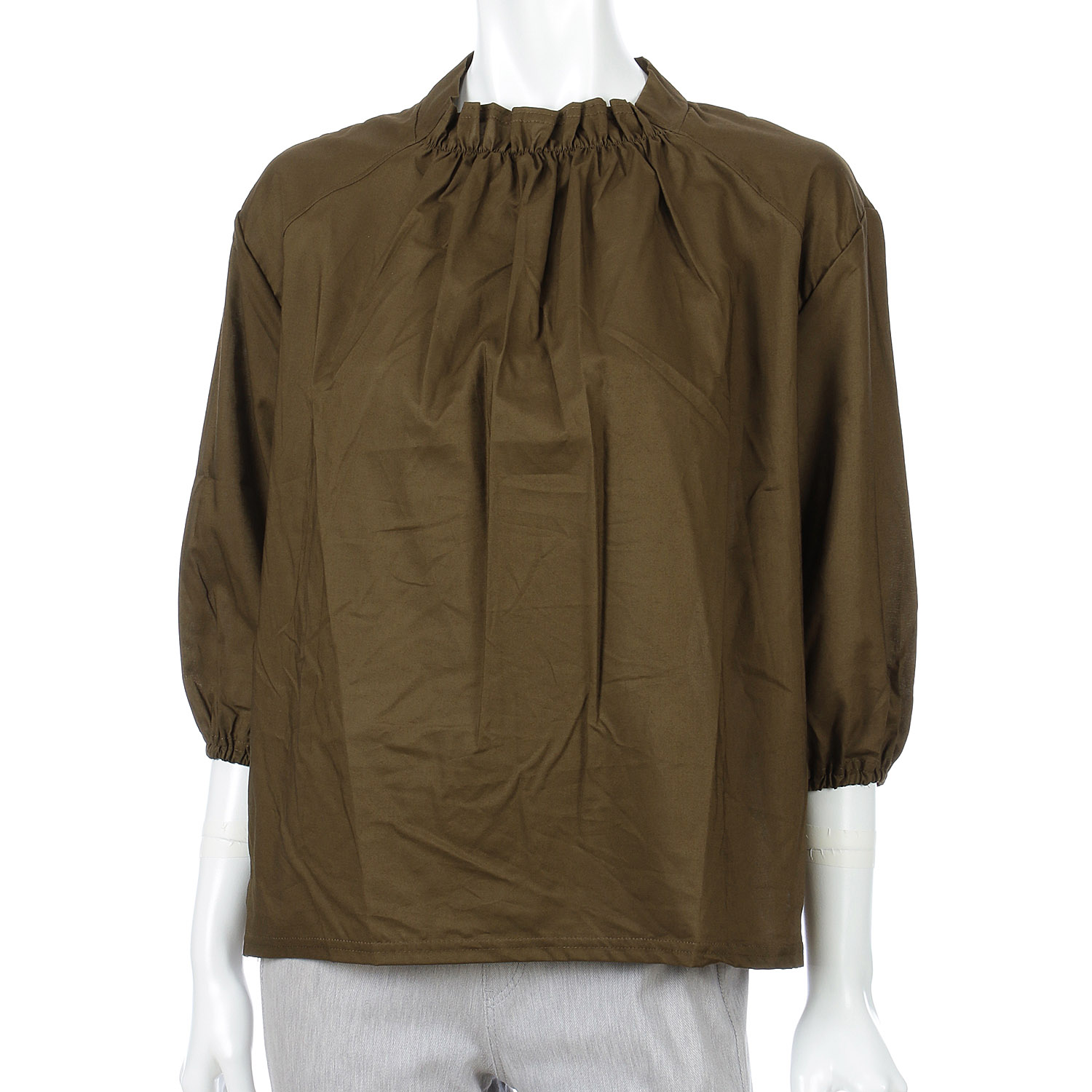 襟ゴムシャーリングブラウス - 画像1