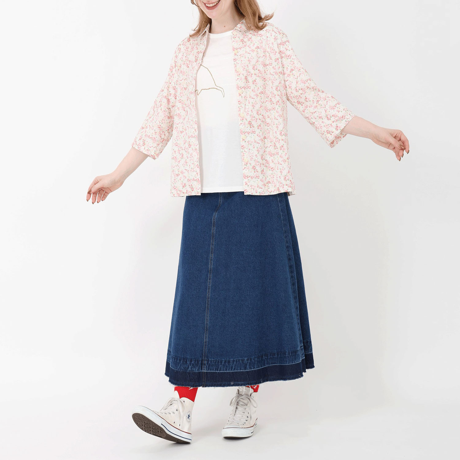 【新ブランド】T’BIS STUDIO 七分袖水彩花柄シャツ - 画像6