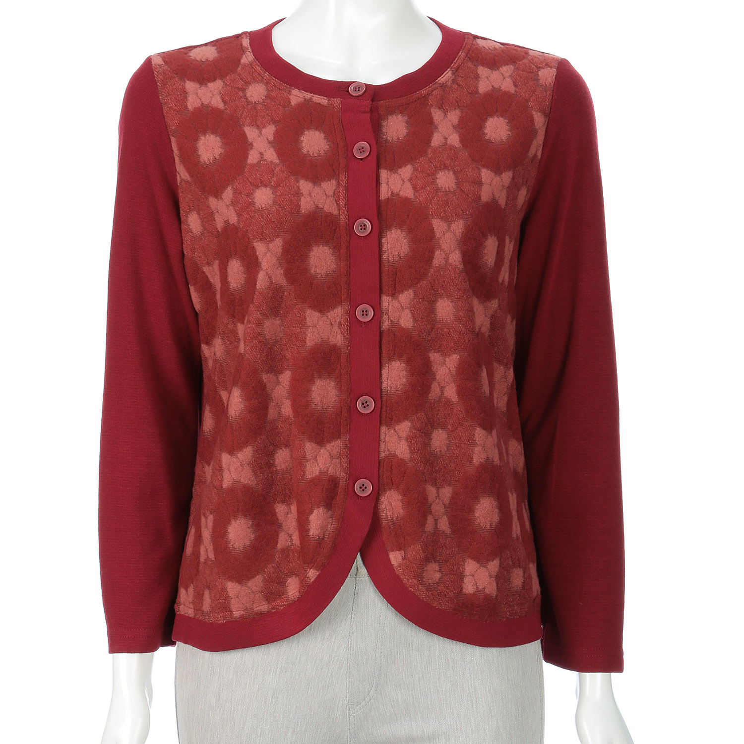 プレミアウォームカーディガン 花柄 - 画像1