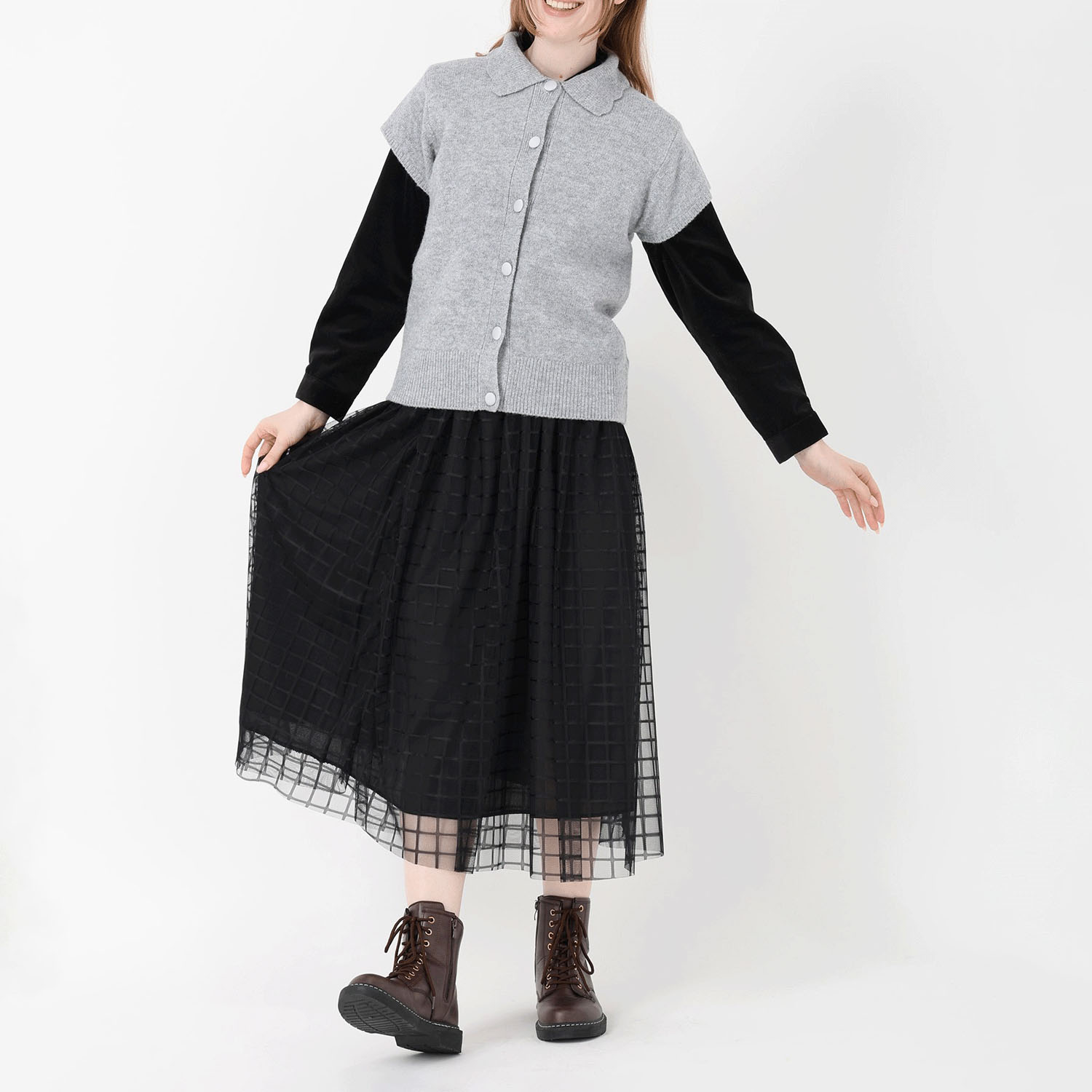 T’BIS STUDIO  ウール混スカラップ襟付きベスト - 画像7