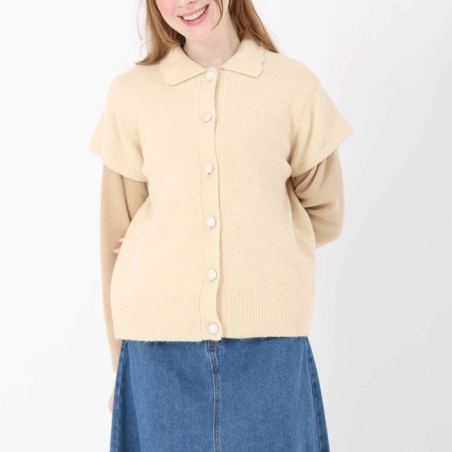 T’BIS STUDIO  ウール混スカラップ襟付きベスト - 画像8