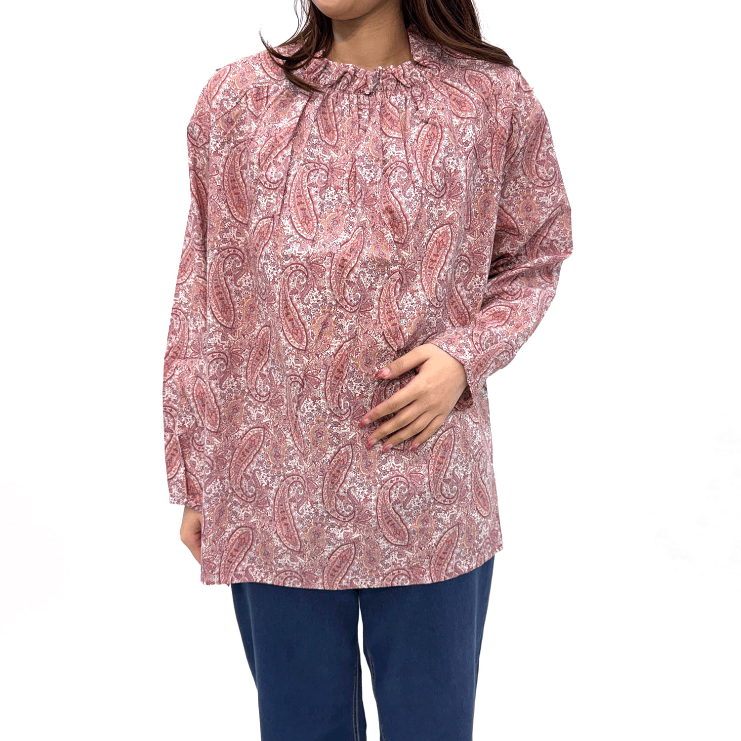 襟ギャザー袖タックチュニック - 画像2