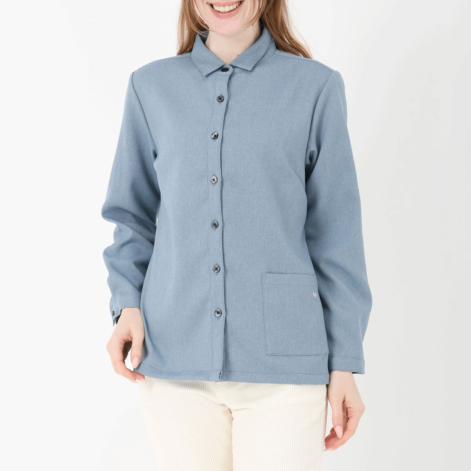 T’BIS STUDIO 長袖ウールライクテリア刺繍ポケット付きシャツ - 画像9