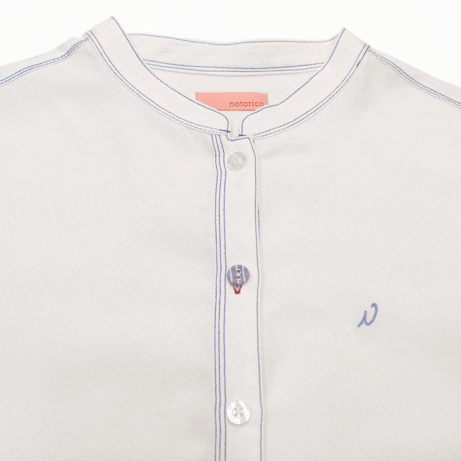 notorico アクセントステッチベーシックスタンドカラーロングシャツ - 画像7