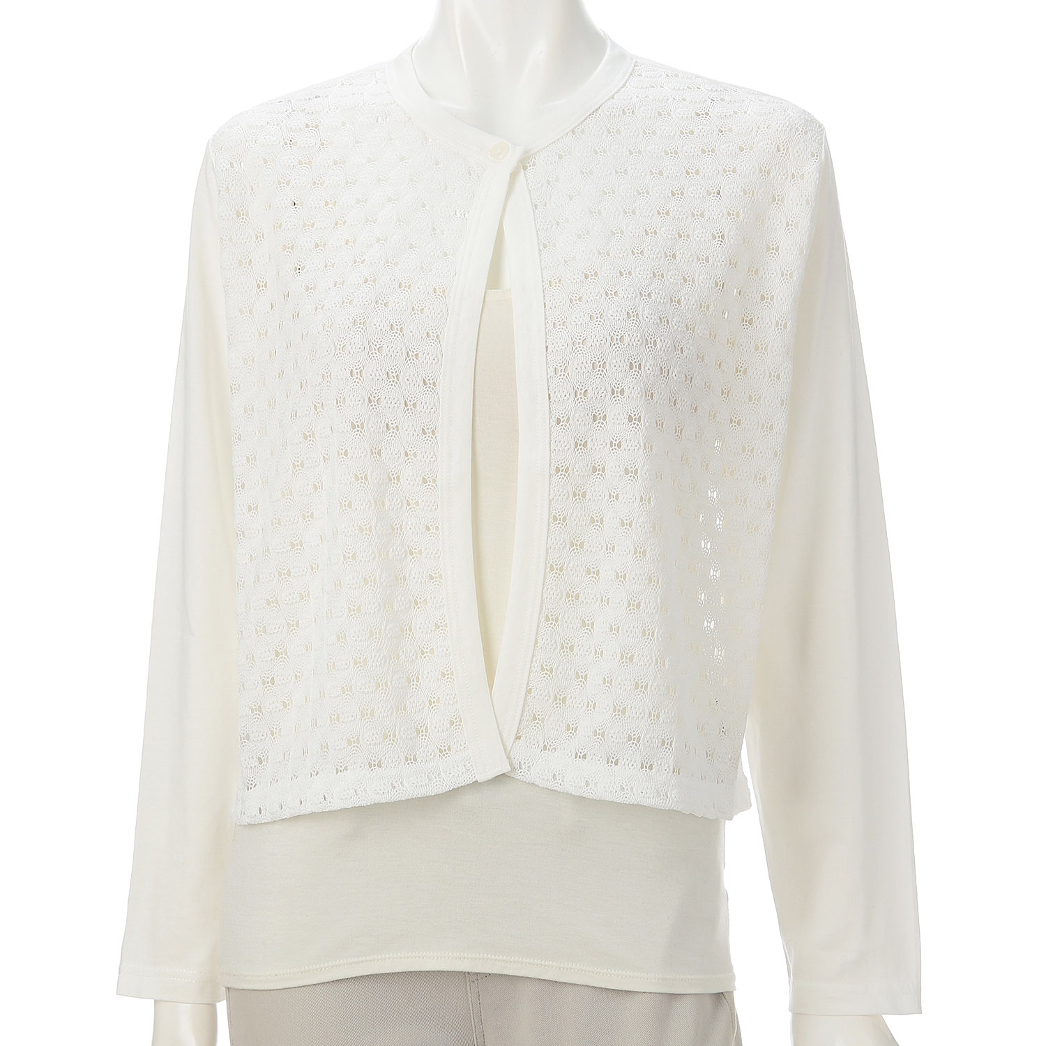 レース使いワンボタンカーディガン - 画像3