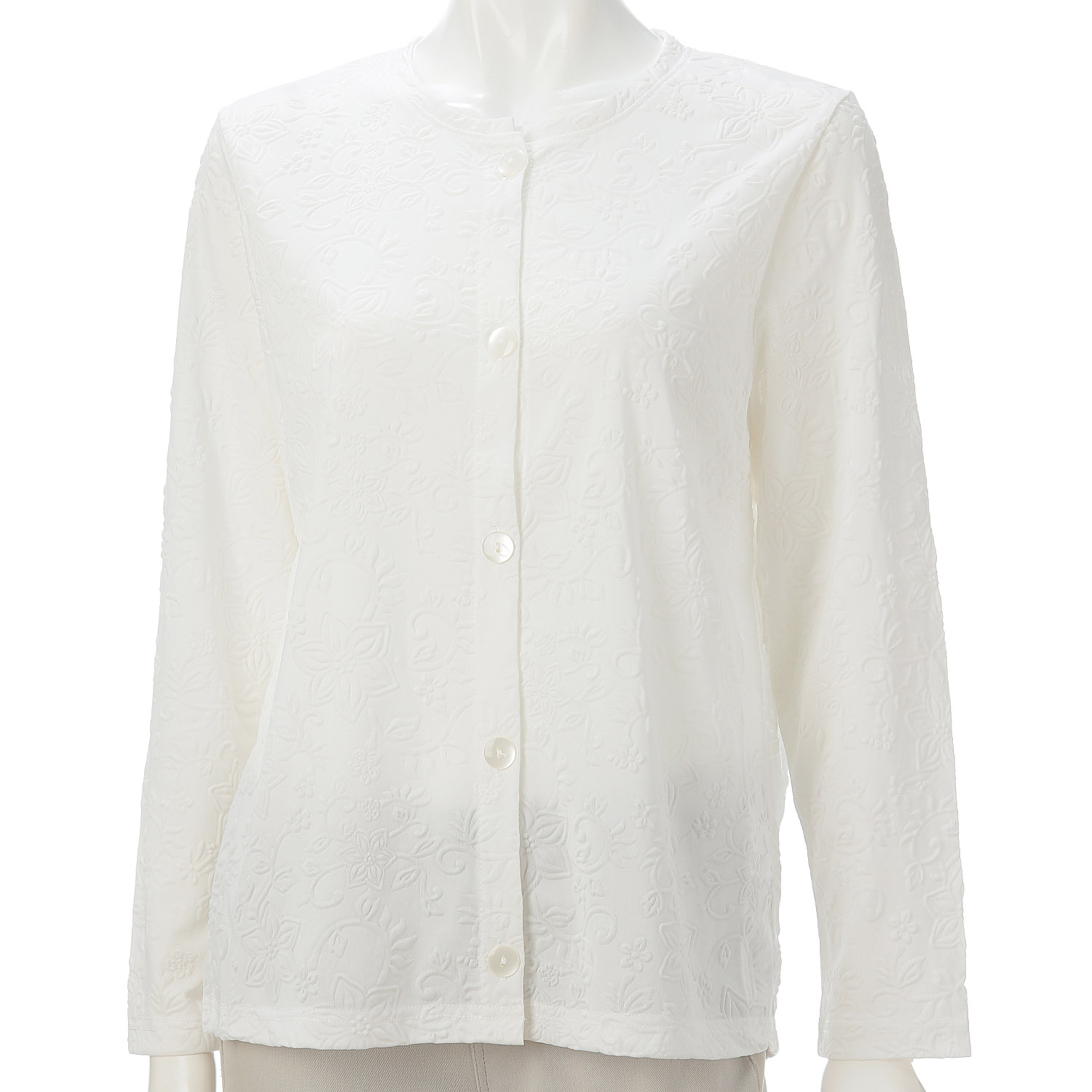 エンボス花柄カーディガン