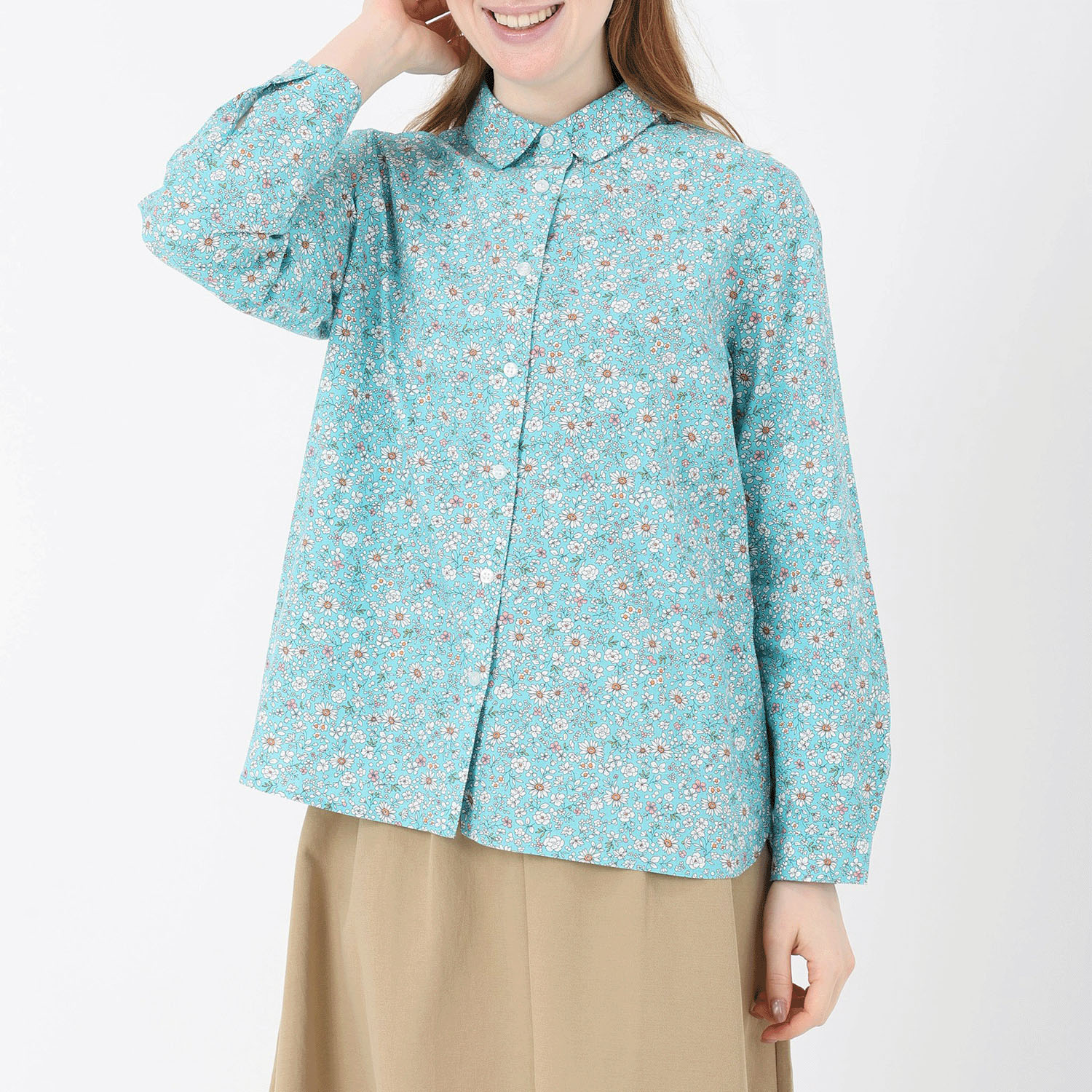 T’BIS STUDIO 長袖縁取り花プリントシャツ - 画像12