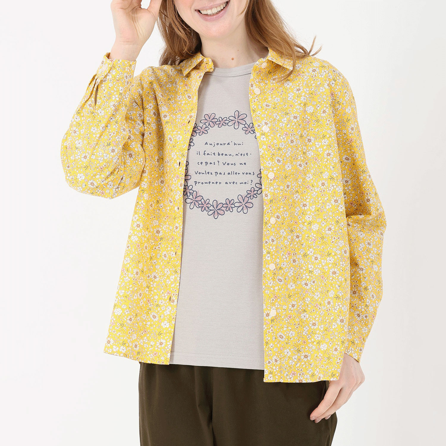 T’BIS STUDIO 長袖縁取り花プリントシャツ - 画像5