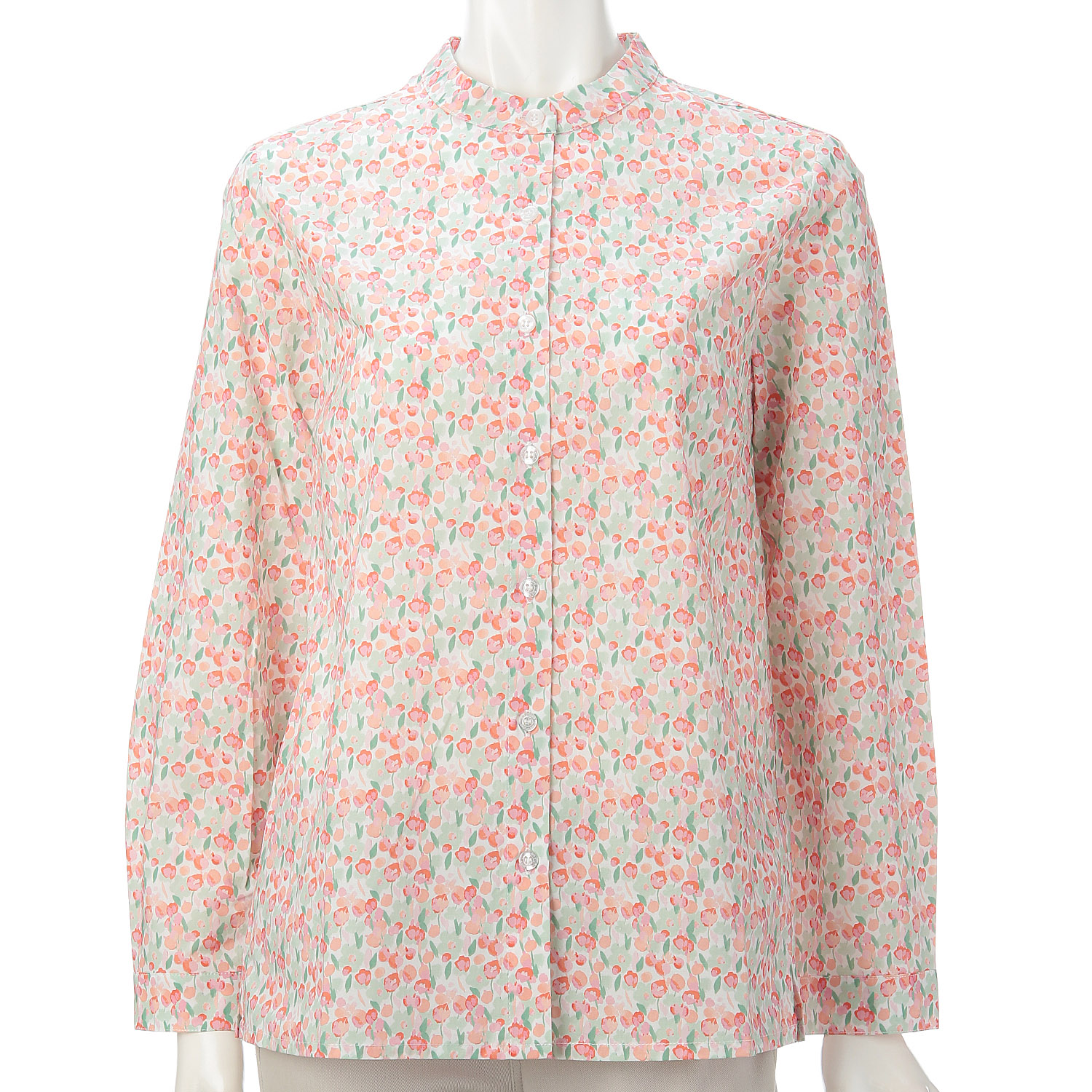 T’BIS STUDIO 長袖小花プリントスタンドネックシャツ - 画像3