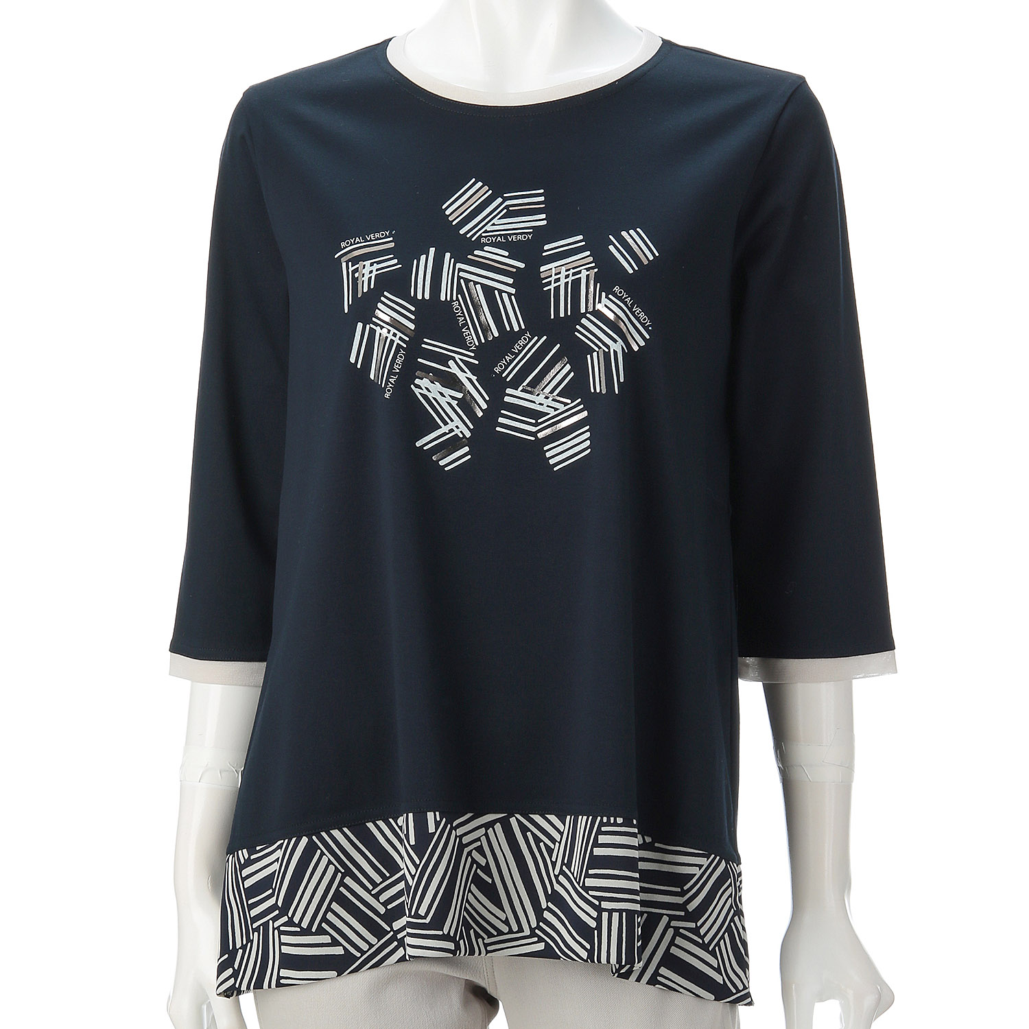 ROYAL VERDY クレリック幾何柄切替プルオーバー - 画像1