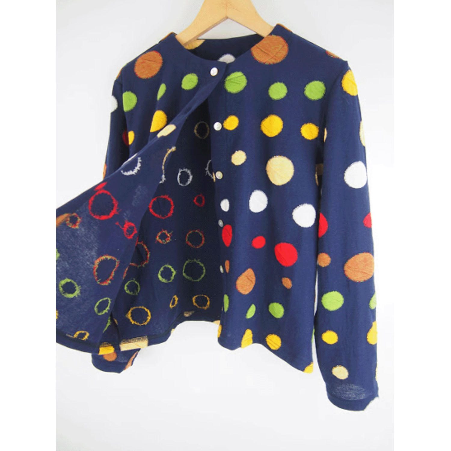 LaLa que sera マルチカラードットジャガードカーディガン - 画像3