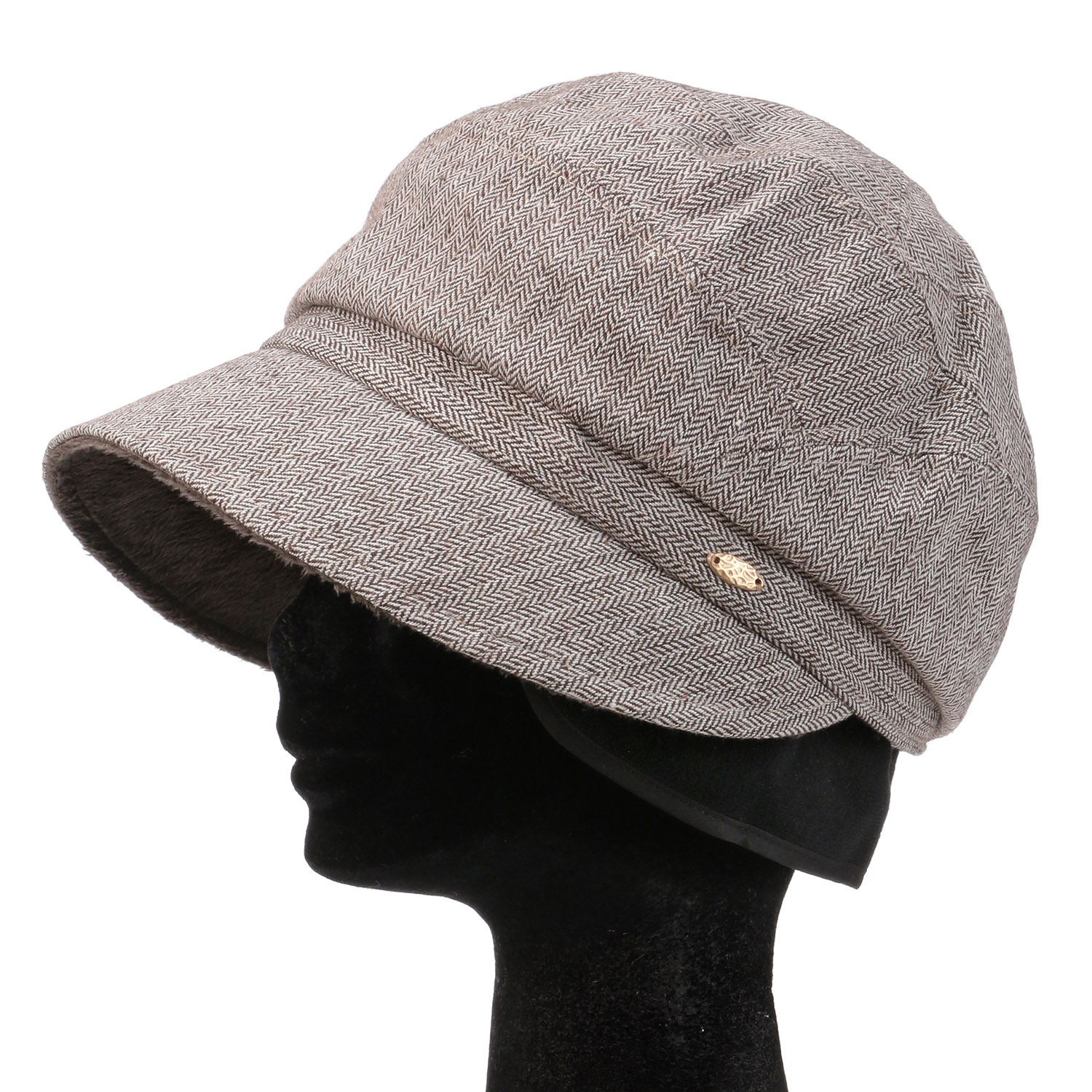 【ブラウン終了】内耳付きへリンボンキャスケット